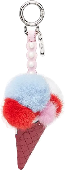 Fendi Multicoloured Mink Fur Ice Cream Cone Bag Charm / Key Ring One Size