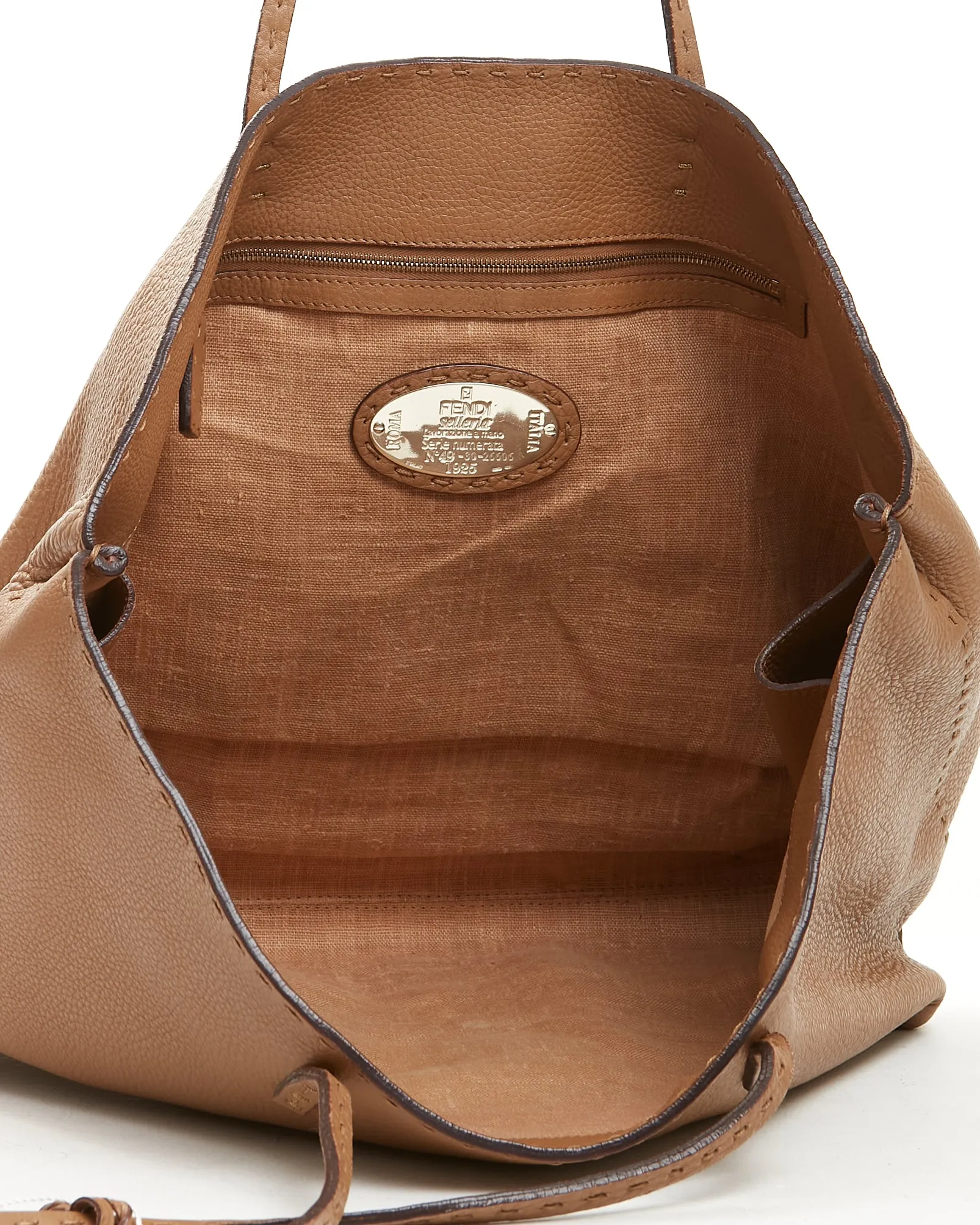 Fendi Tan Selleria Leather Tote Bag