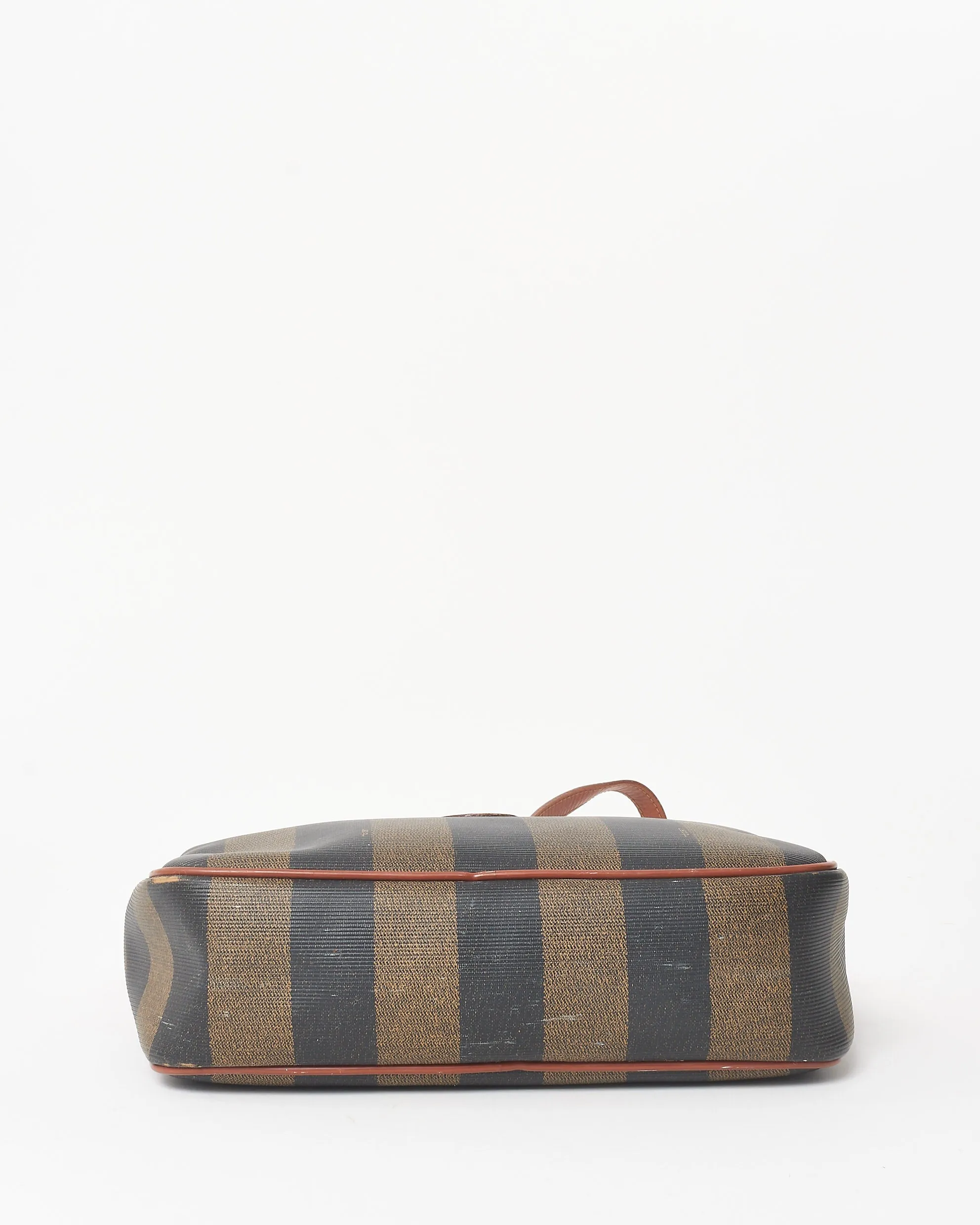 Fendi Vintage Brown & Black Stripe Coated Canvas Crossbody Bag