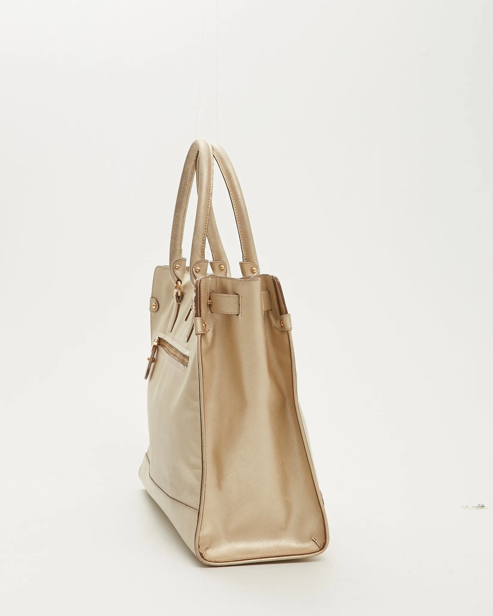 Ferragamo Light Gold Gancini Large Zippy Tote Bag