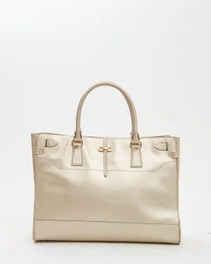 Ferragamo Light Gold Gancini Large Zippy Tote Bag