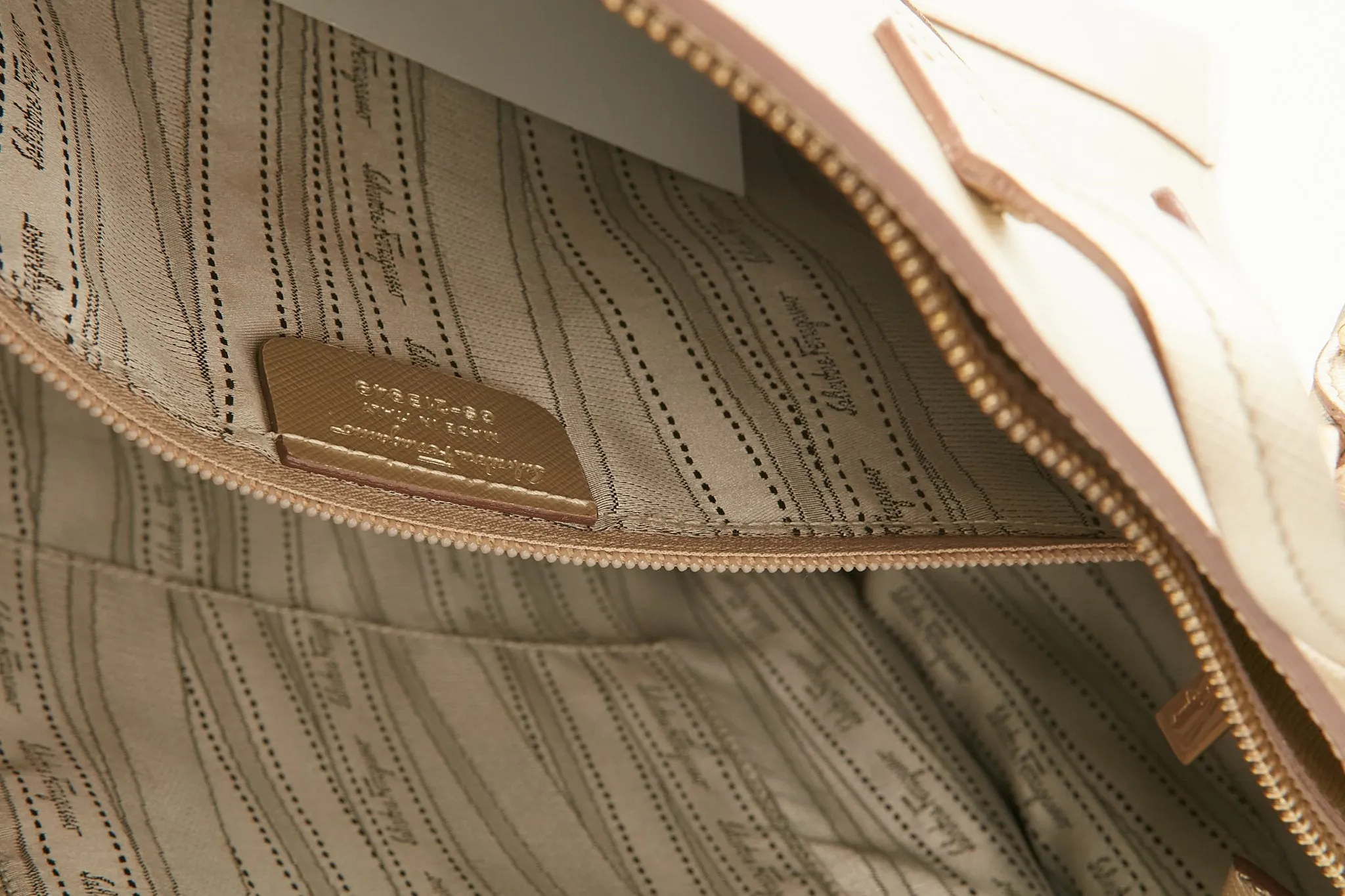 Ferragamo Light Gold Gancini Large Zippy Tote Bag