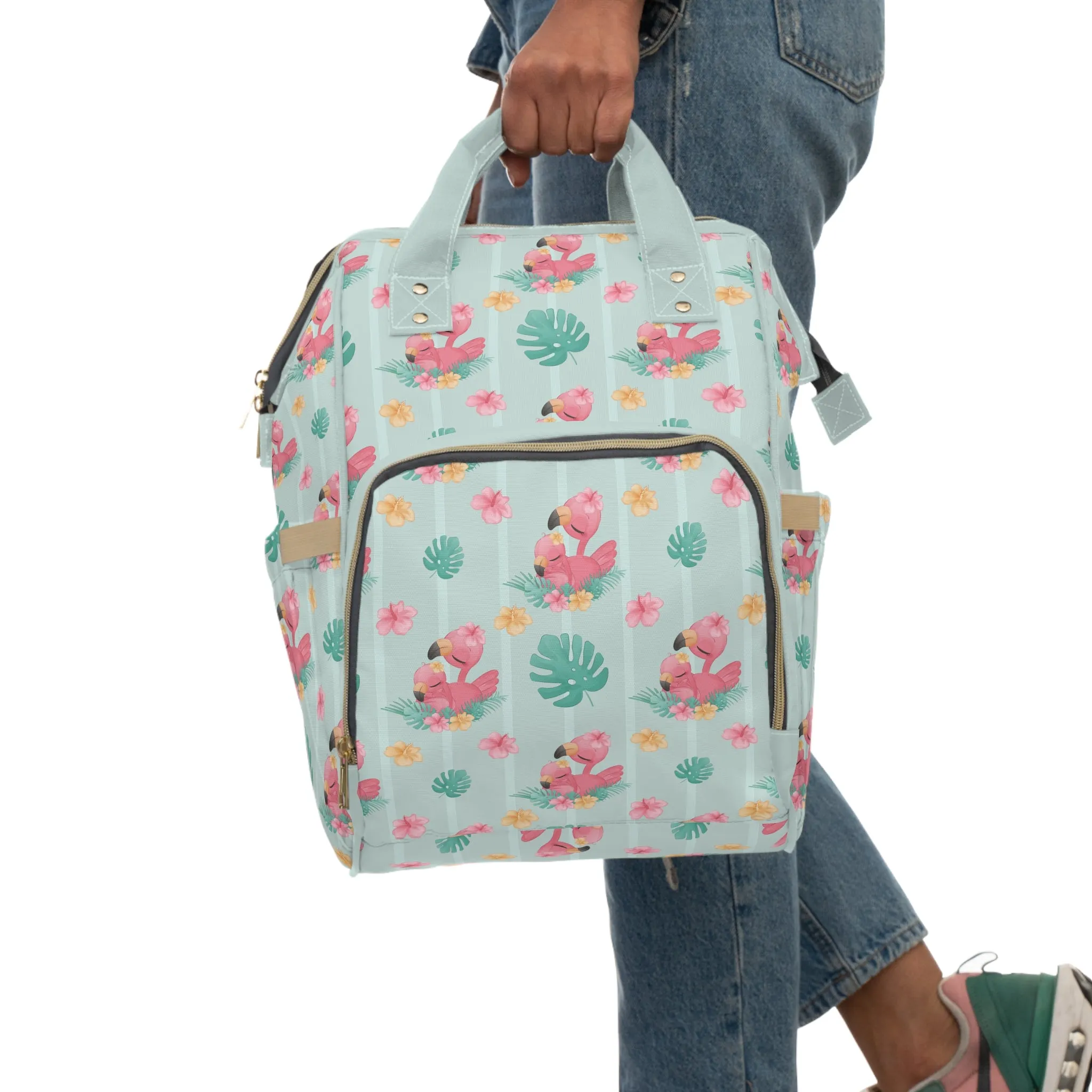 Flamingo Diaper Backpack - Playful & Multifunctional Baby Bag with Vibrant Flamingo Motifs, Ideal for Stylish Parents