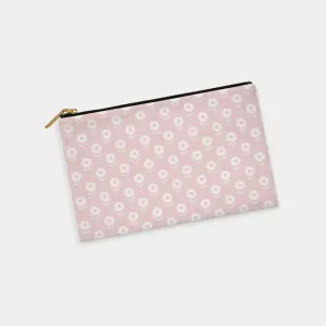 Flower Block Print White Personalized Zipper Pouch (on blush)