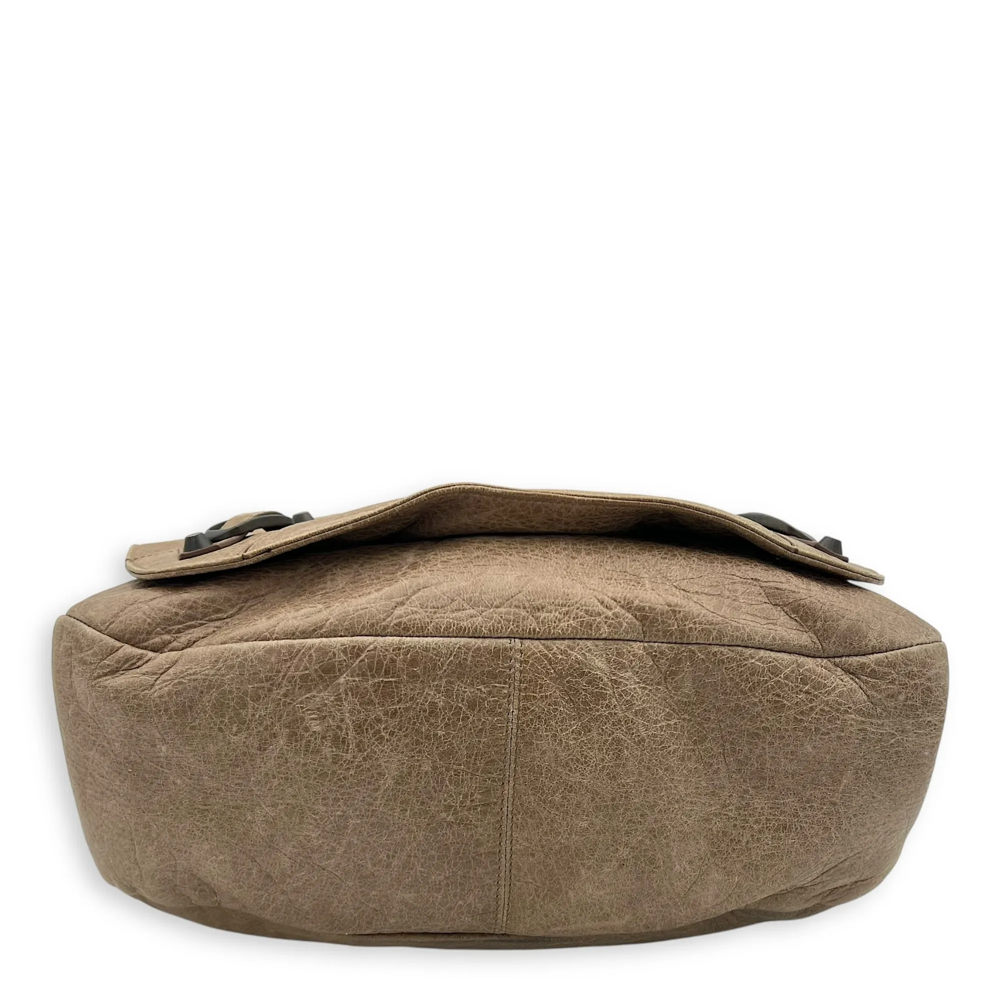 Folk Brown Crossbody Bag in Distressed Leather, Gunmetal hardware