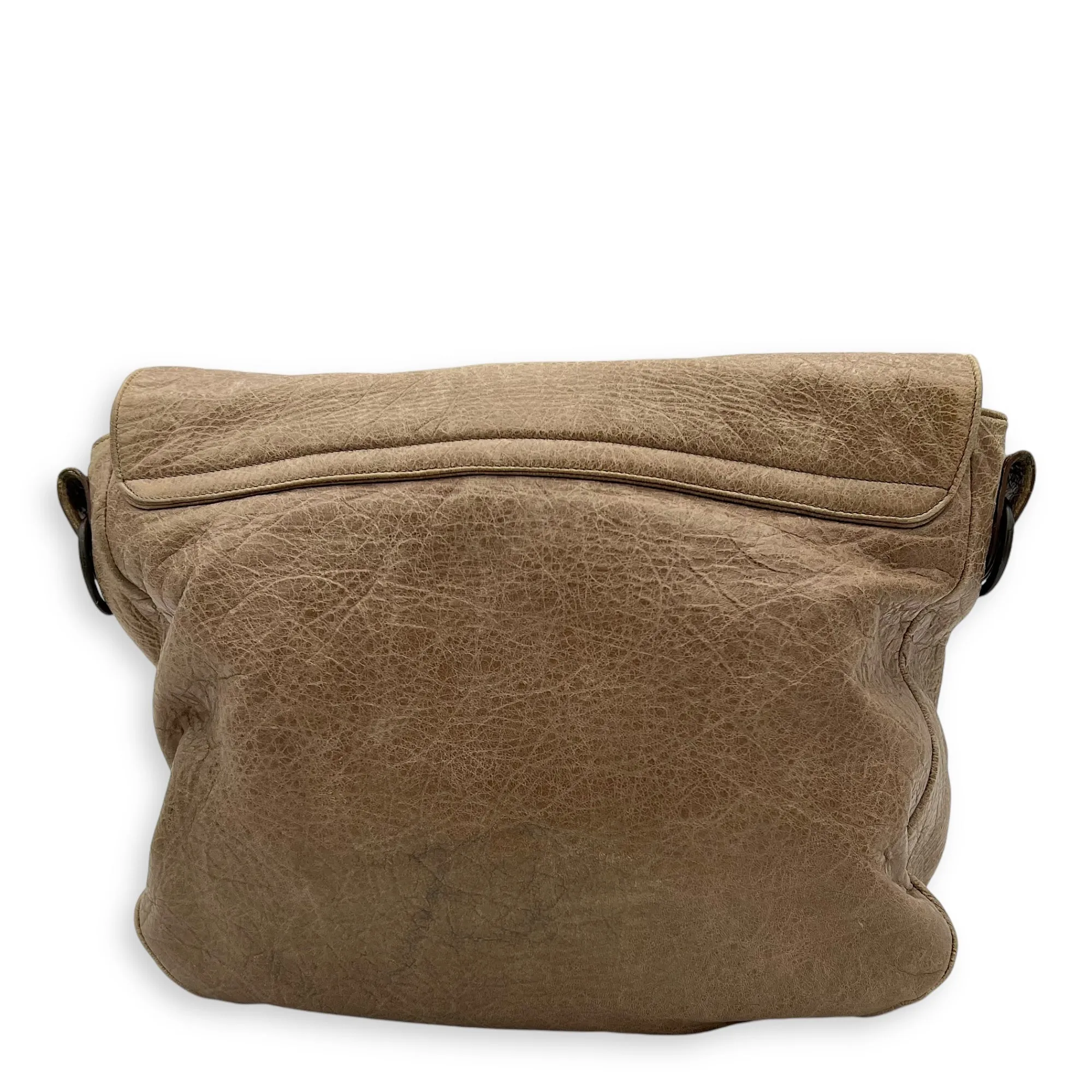 Folk Brown Crossbody Bag in Distressed Leather, Gunmetal hardware