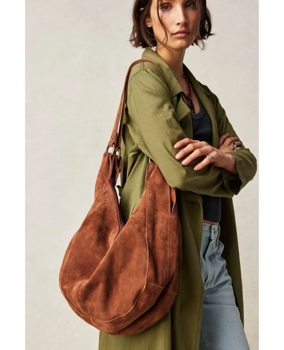 Free People Roma Suede Tote Bag Rust