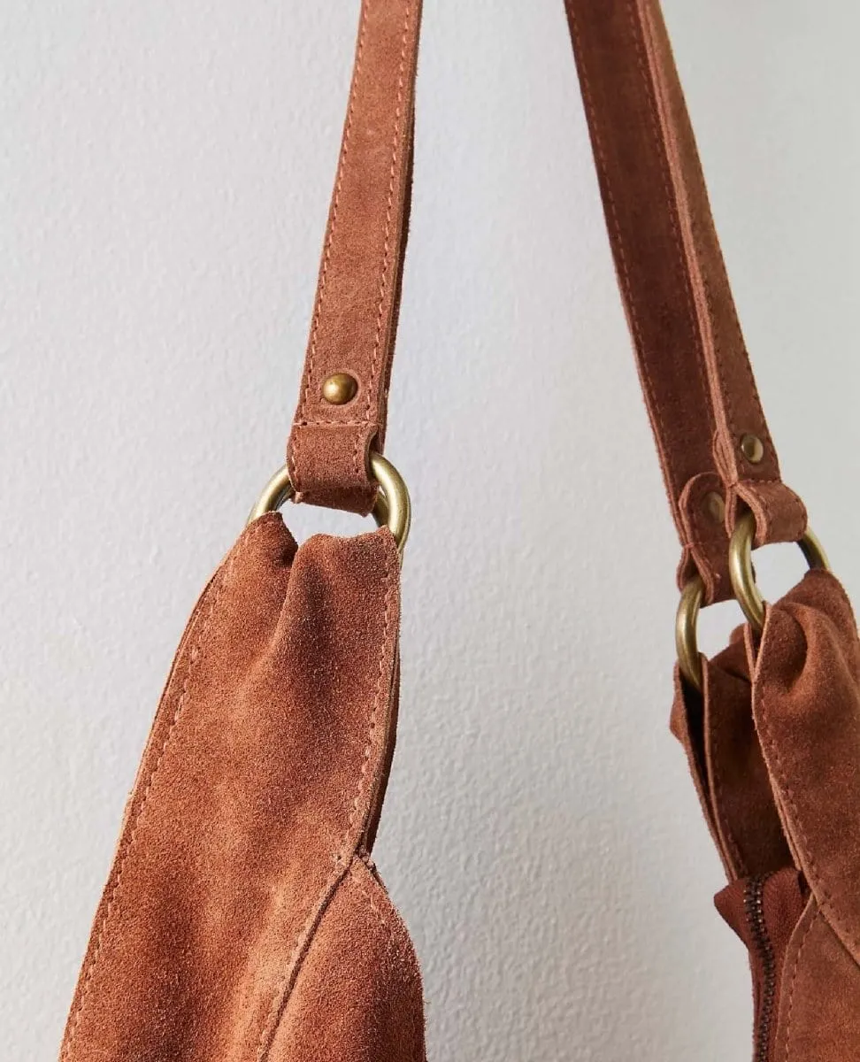 Free People Roma Suede Tote Bag Rust