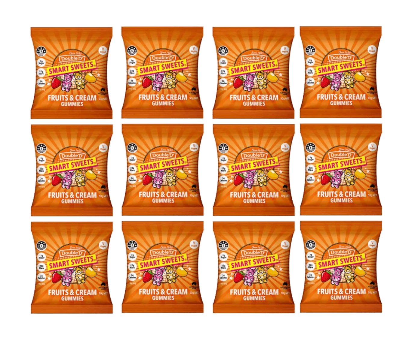 Fruits & Cream Gummy Bears - 12 Pack