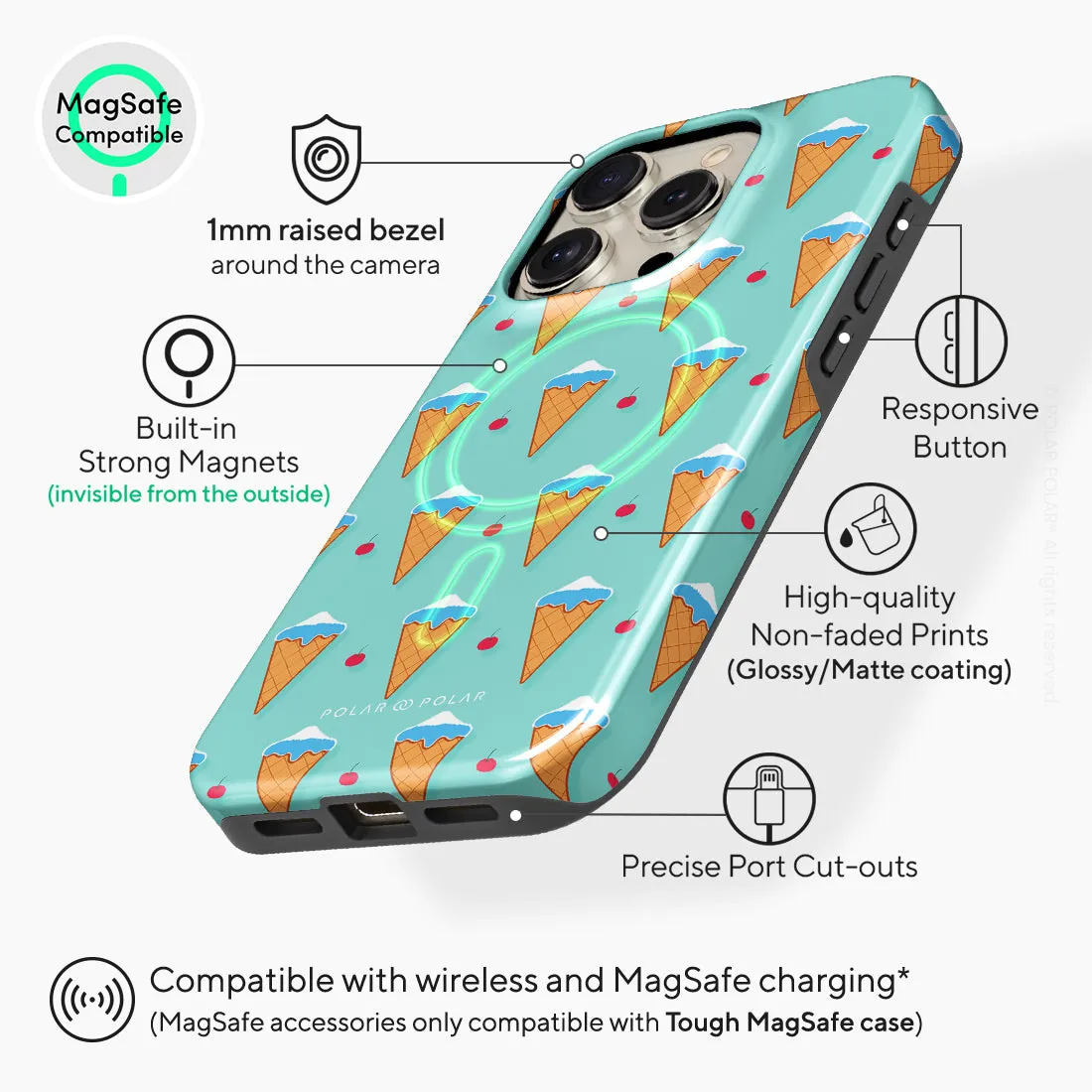 Fujisan Lake Blue Ice Cream Custom - iPhone 15 Pro Case