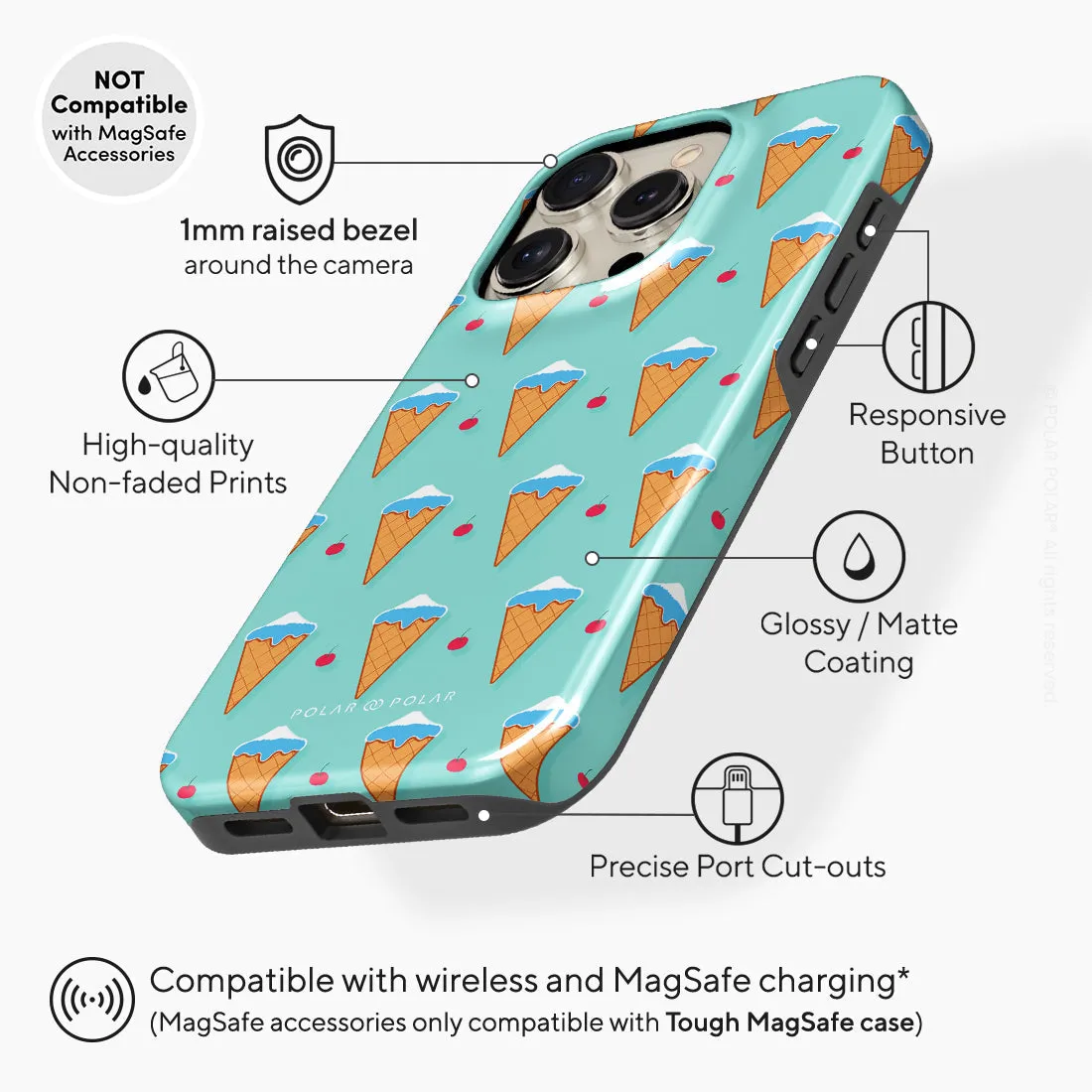 Fujisan Lake Blue Ice Cream Custom - iPhone 15 Pro Case