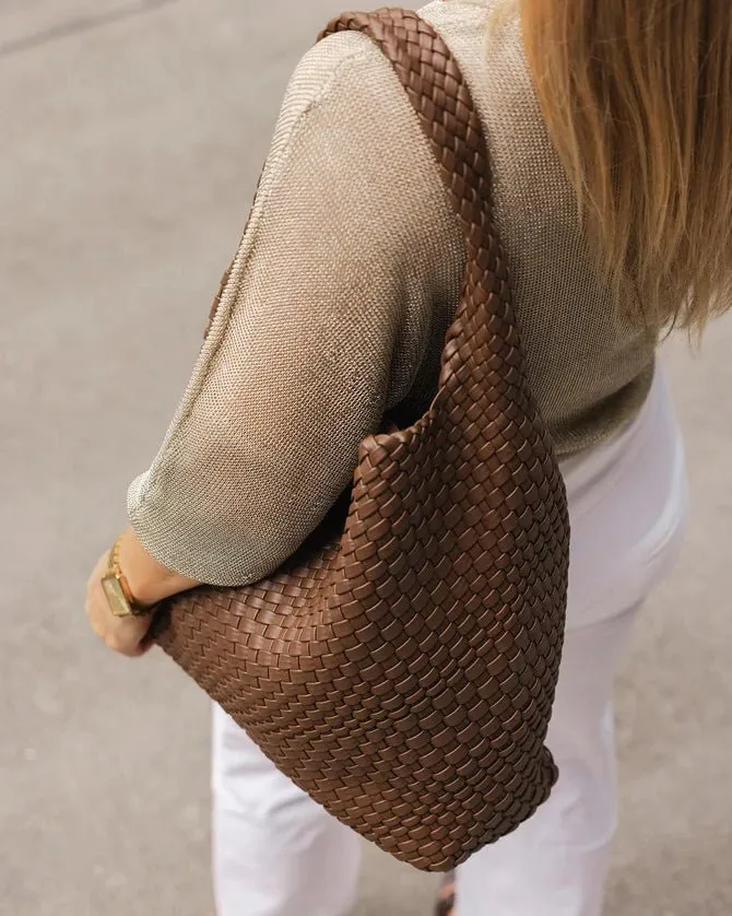 Gabby Woven Shoulder Bag Chocolate
