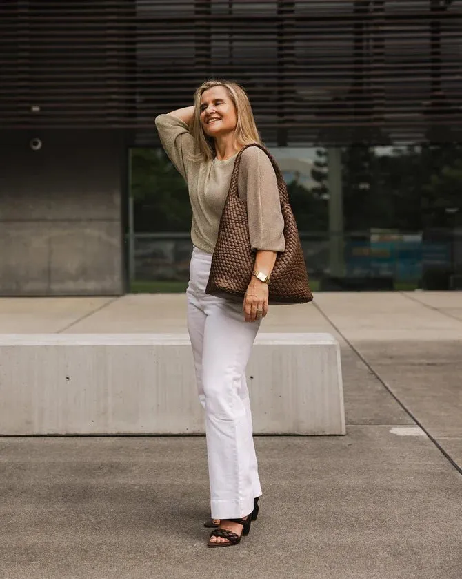 Gabby Woven Shoulder Bag Chocolate
