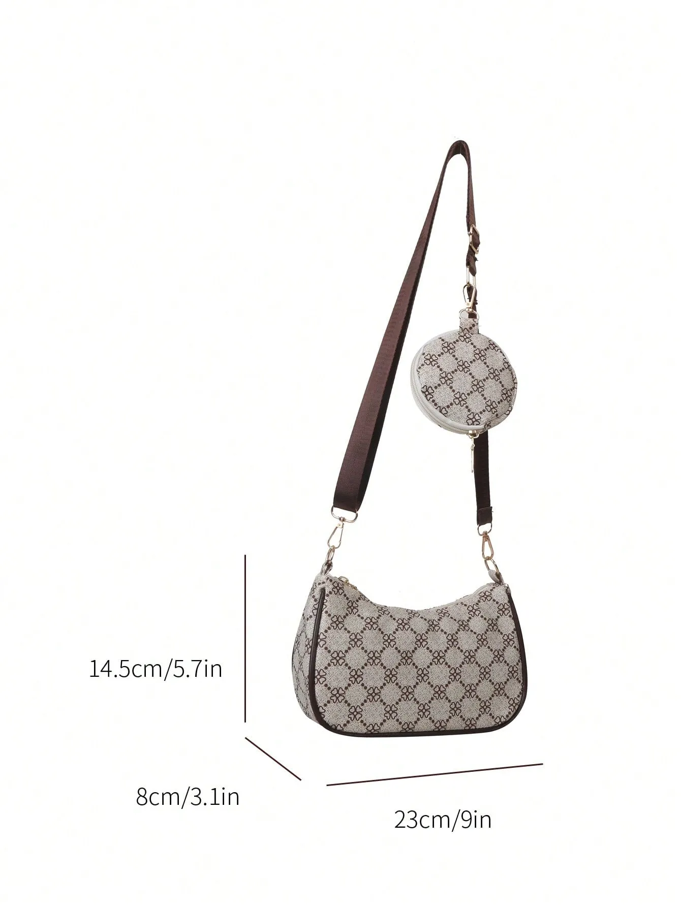 Geometric Print Hobo Bag With Coin Purse - Multicolor