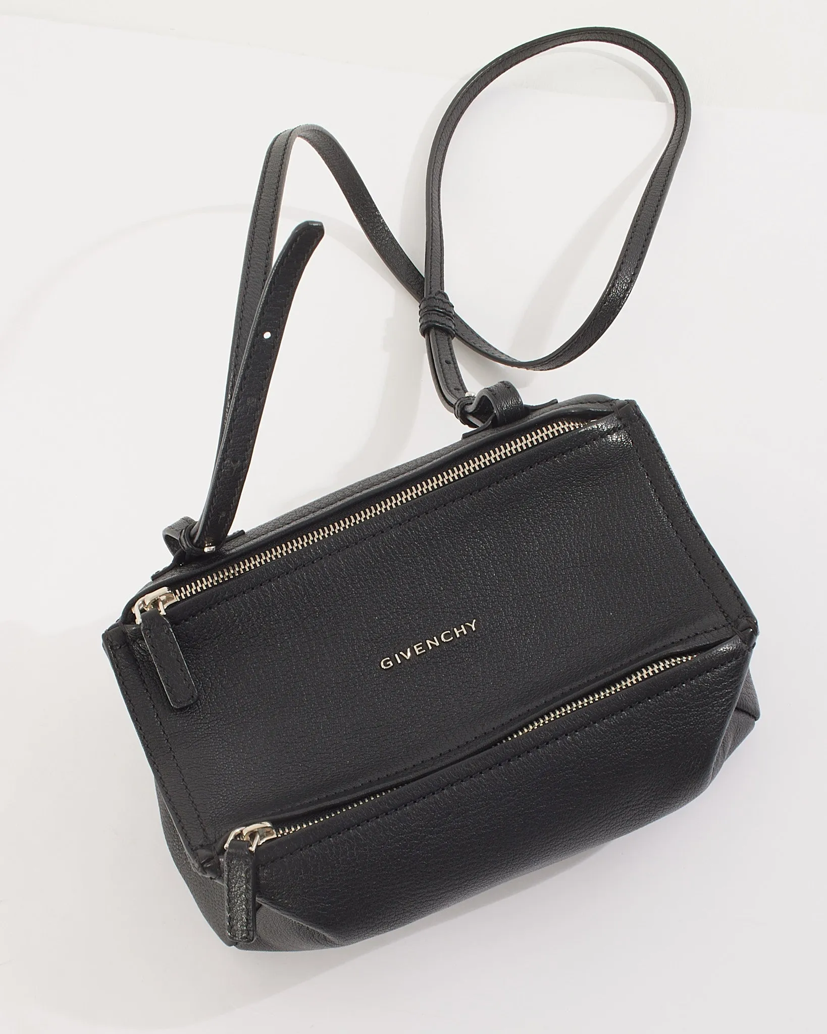 Givenchy Black Grained Goatskin Leather Mini Pandora Bag
