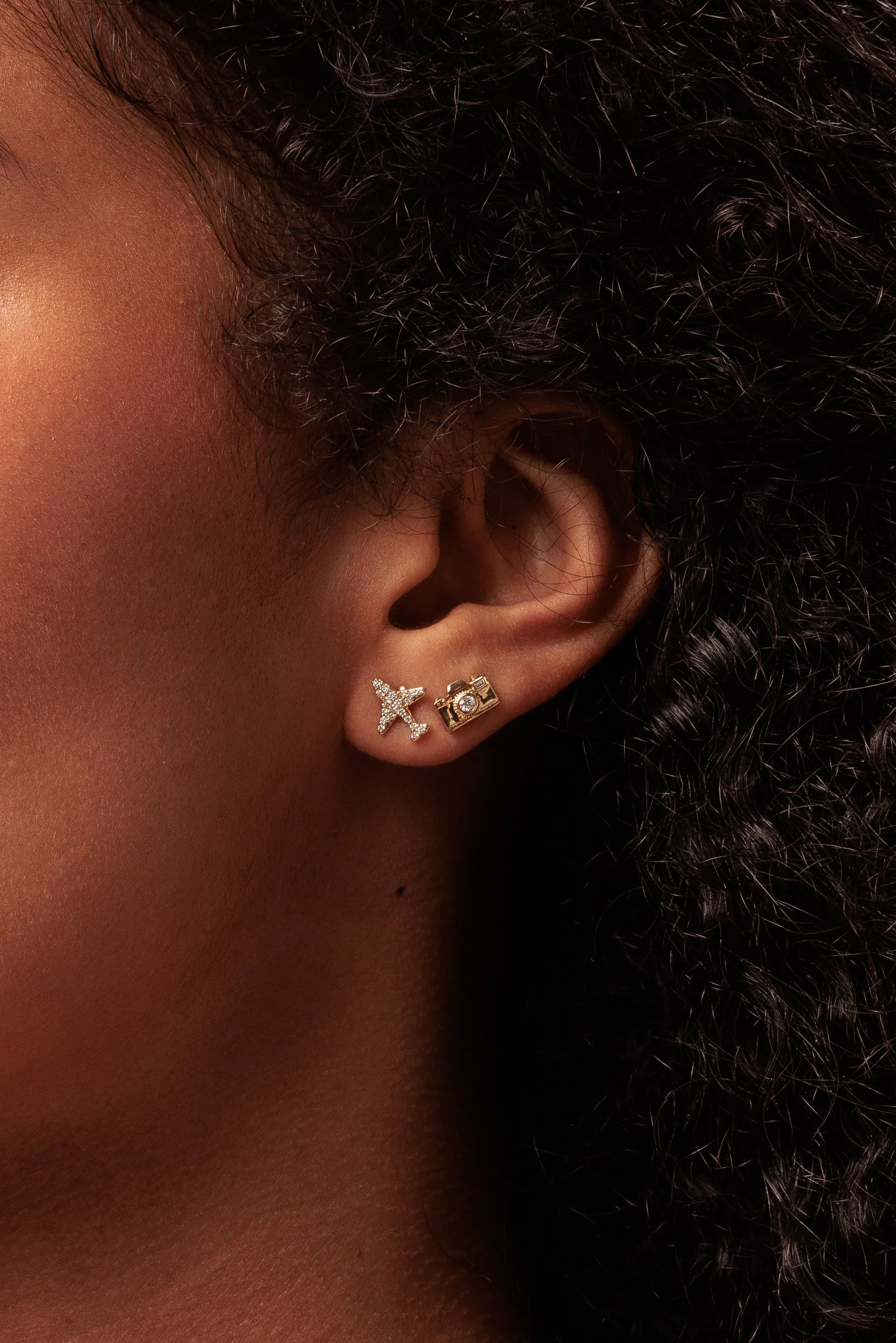 Gold & Diamond Camera Stud