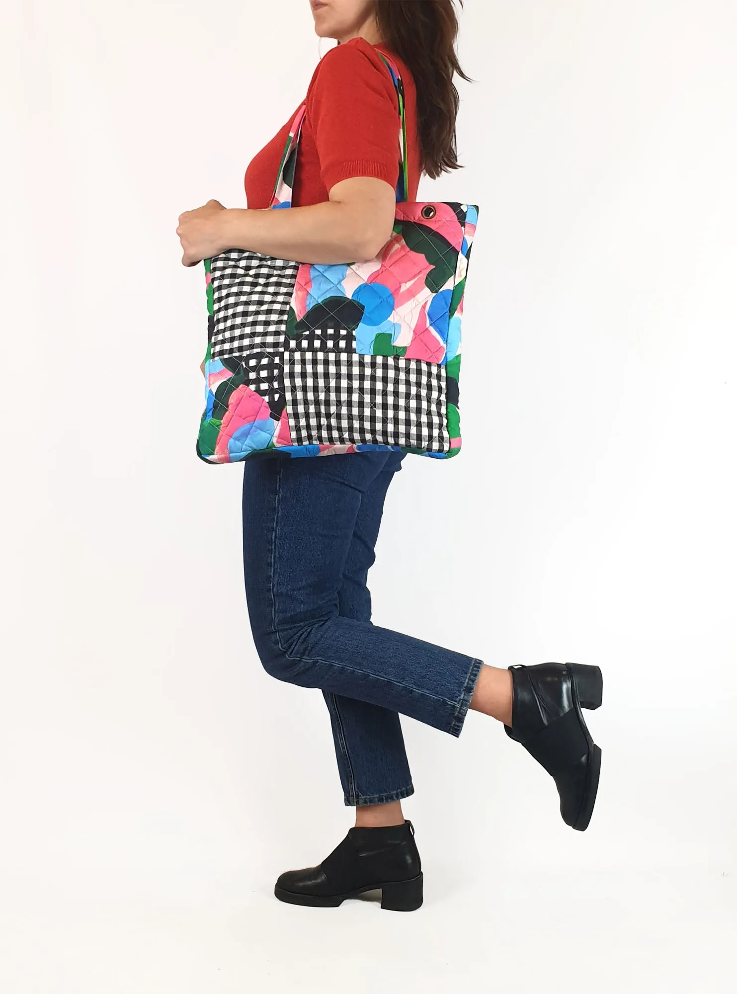 Gorman quilted gingham print tote