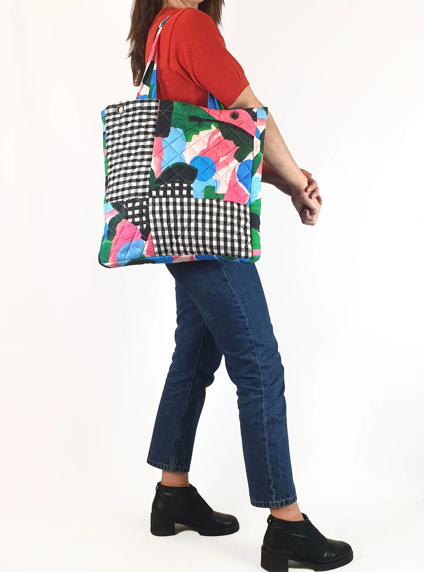 Gorman quilted gingham print tote