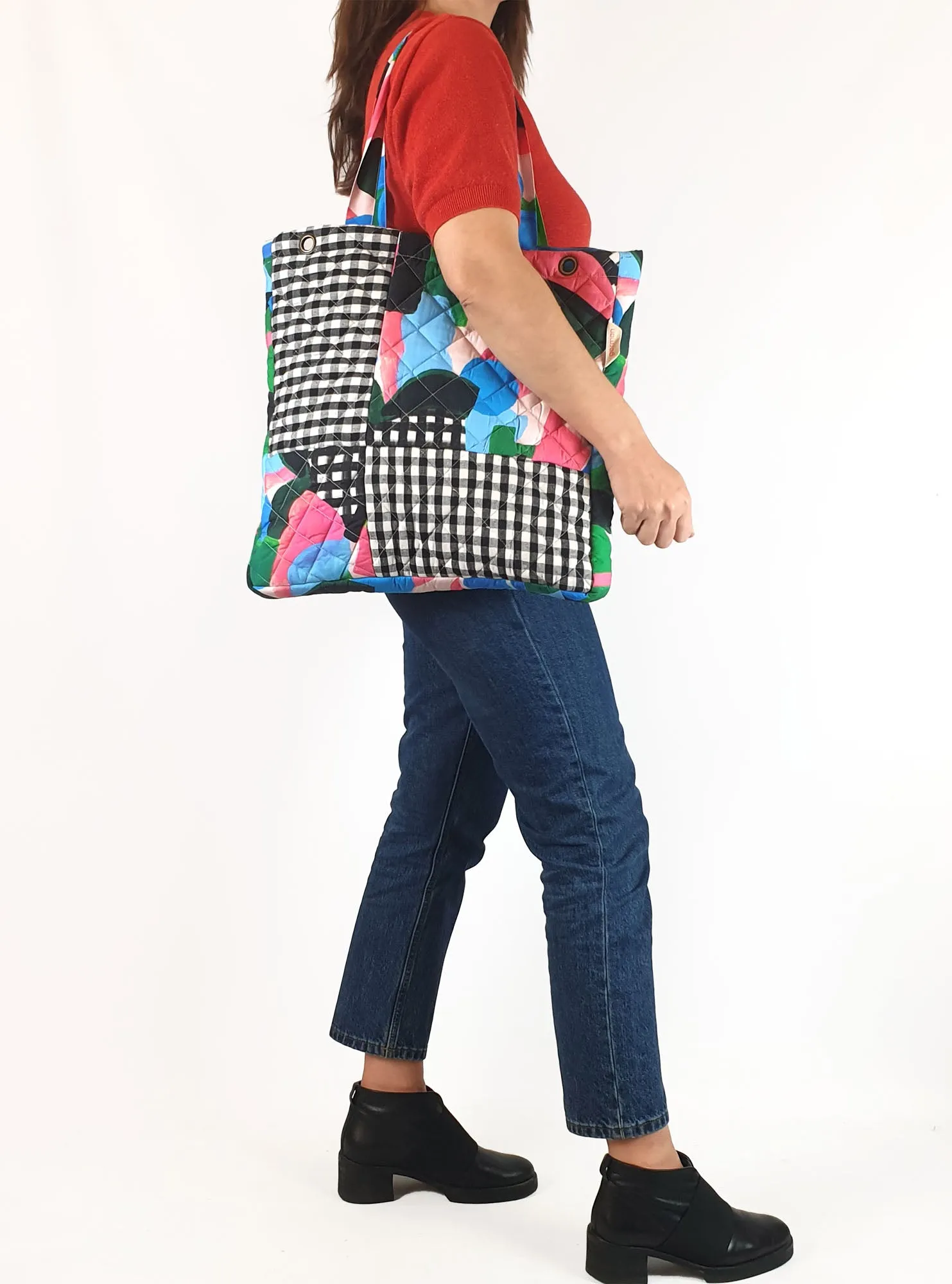 Gorman quilted gingham print tote