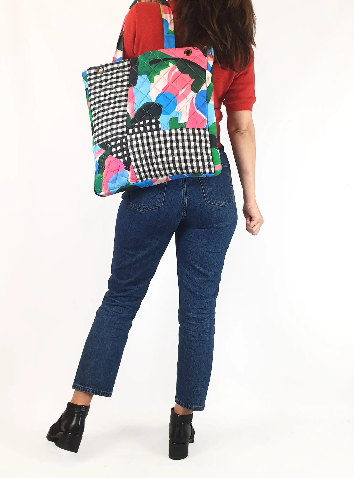 Gorman quilted gingham print tote