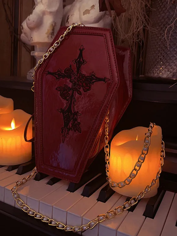 Gothic Lolita Bag Burgundy PU Leather PU Leather Cross-body Bag Lolita Accessories