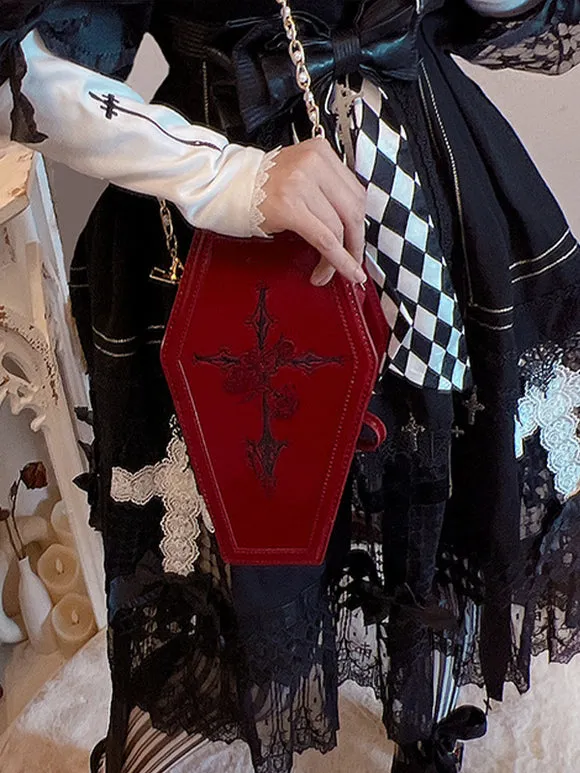 Gothic Lolita Bag Burgundy PU Leather PU Leather Cross-body Bag Lolita Accessories