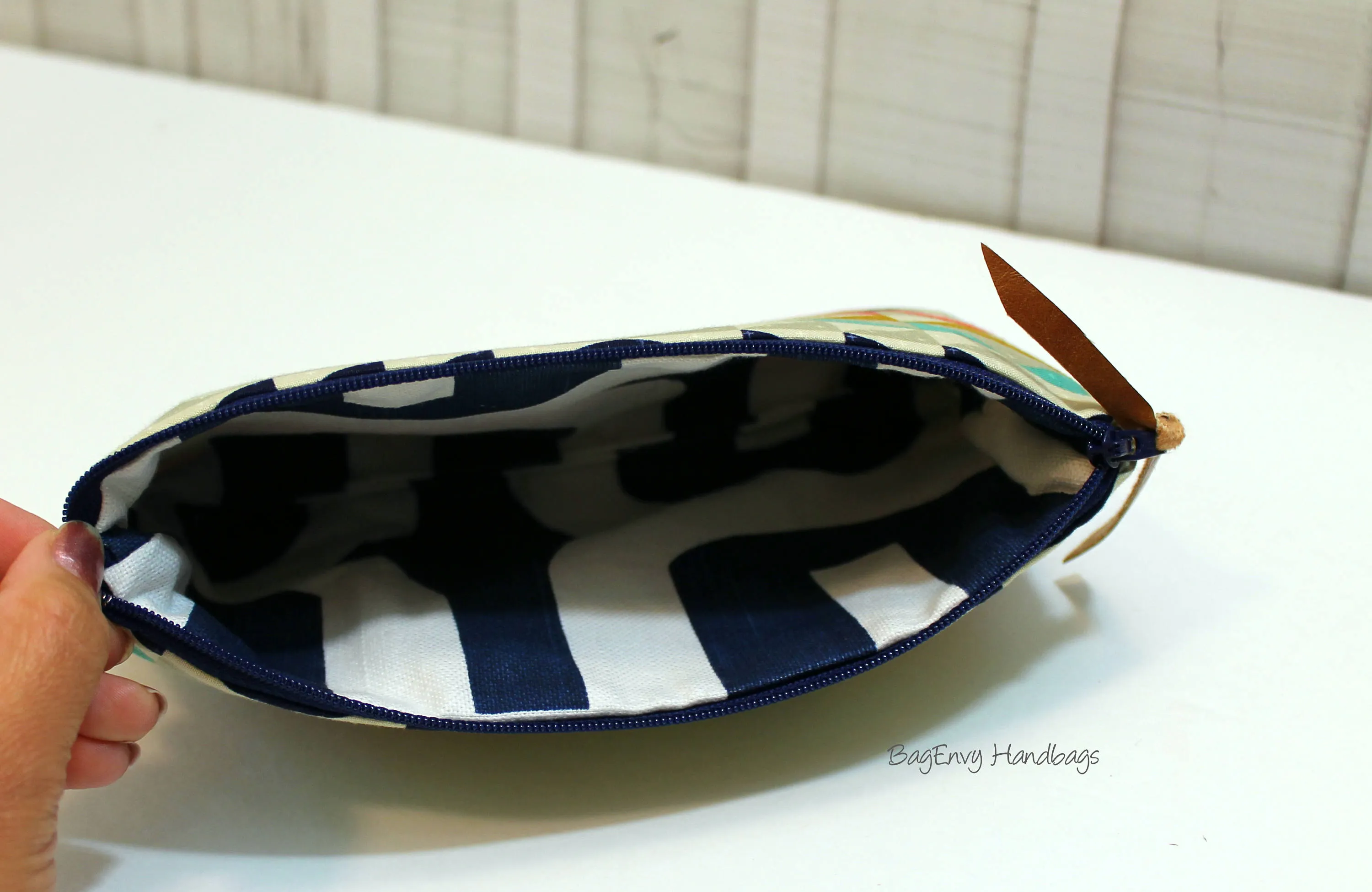 Grab N Go Wristlet Clutch - Navy Arrows with Vegan Leather