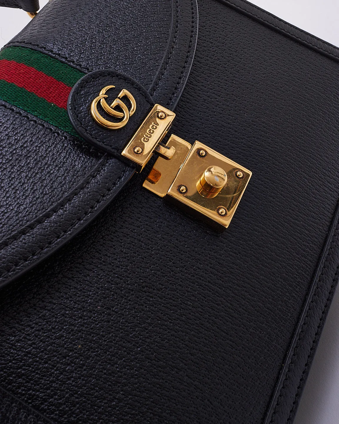 Gucci Black Leather Ophidia Small Top Handle