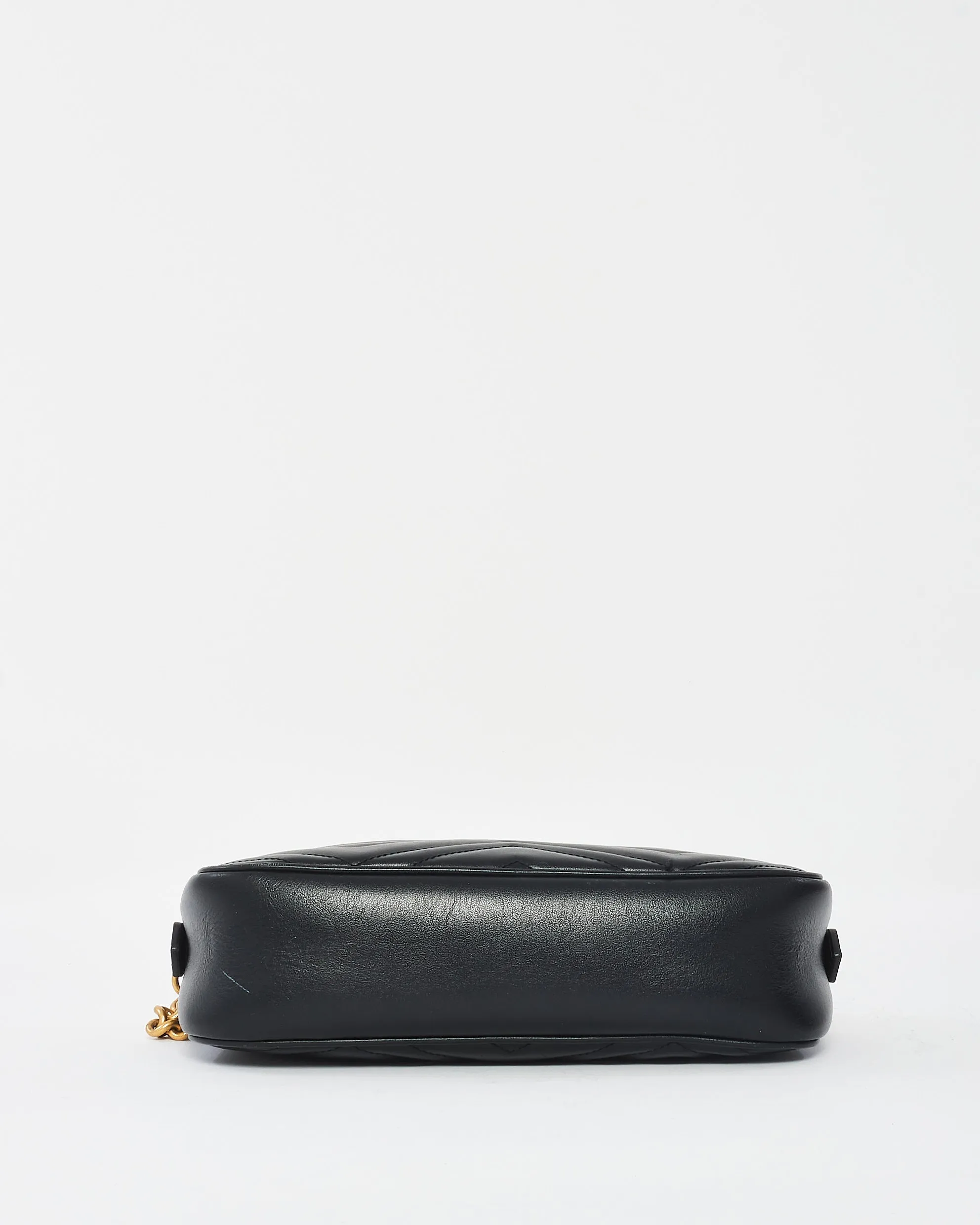 Gucci Black Matlassée Leather Small Marmont Camera Bag
