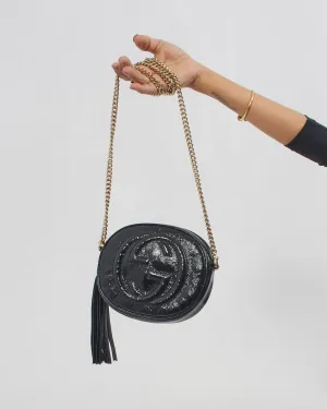 Gucci Black Patent Leather Mini Soho Chain Crossbody Bag