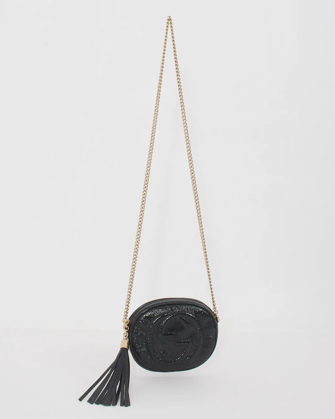 Gucci Black Patent Leather Mini Soho Chain Crossbody Bag