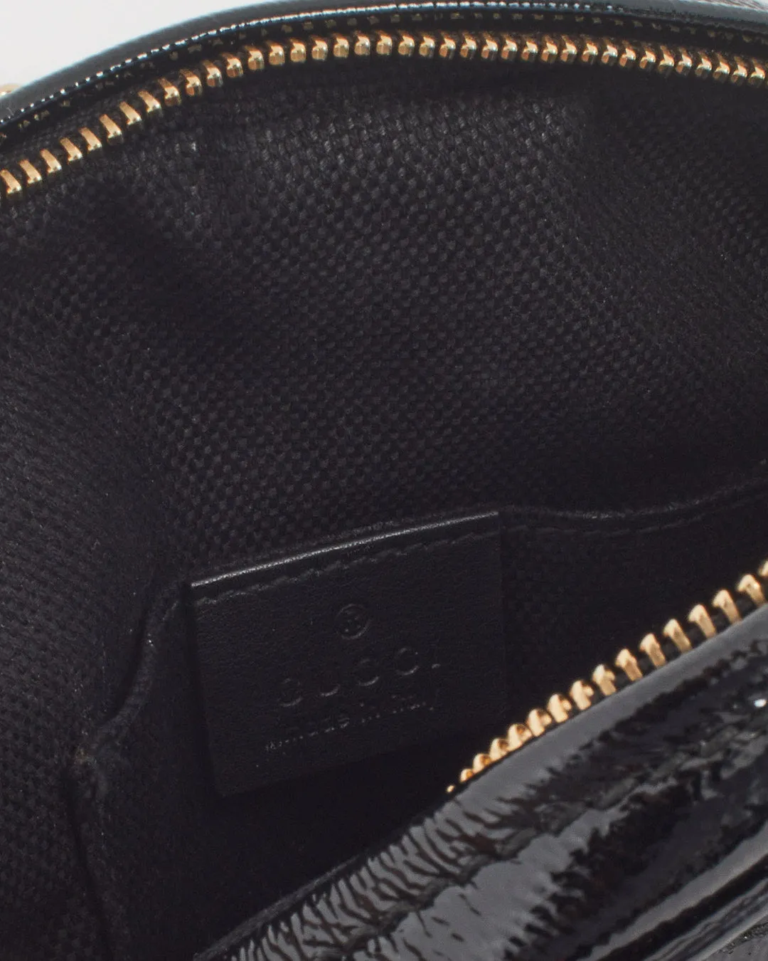 Gucci Black Patent Leather Mini Soho Chain Crossbody Bag