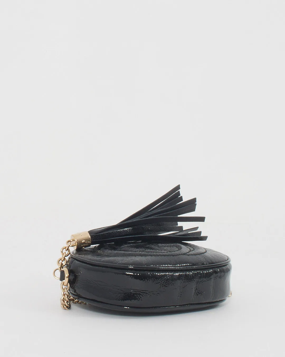 Gucci Black Patent Leather Mini Soho Chain Crossbody Bag
