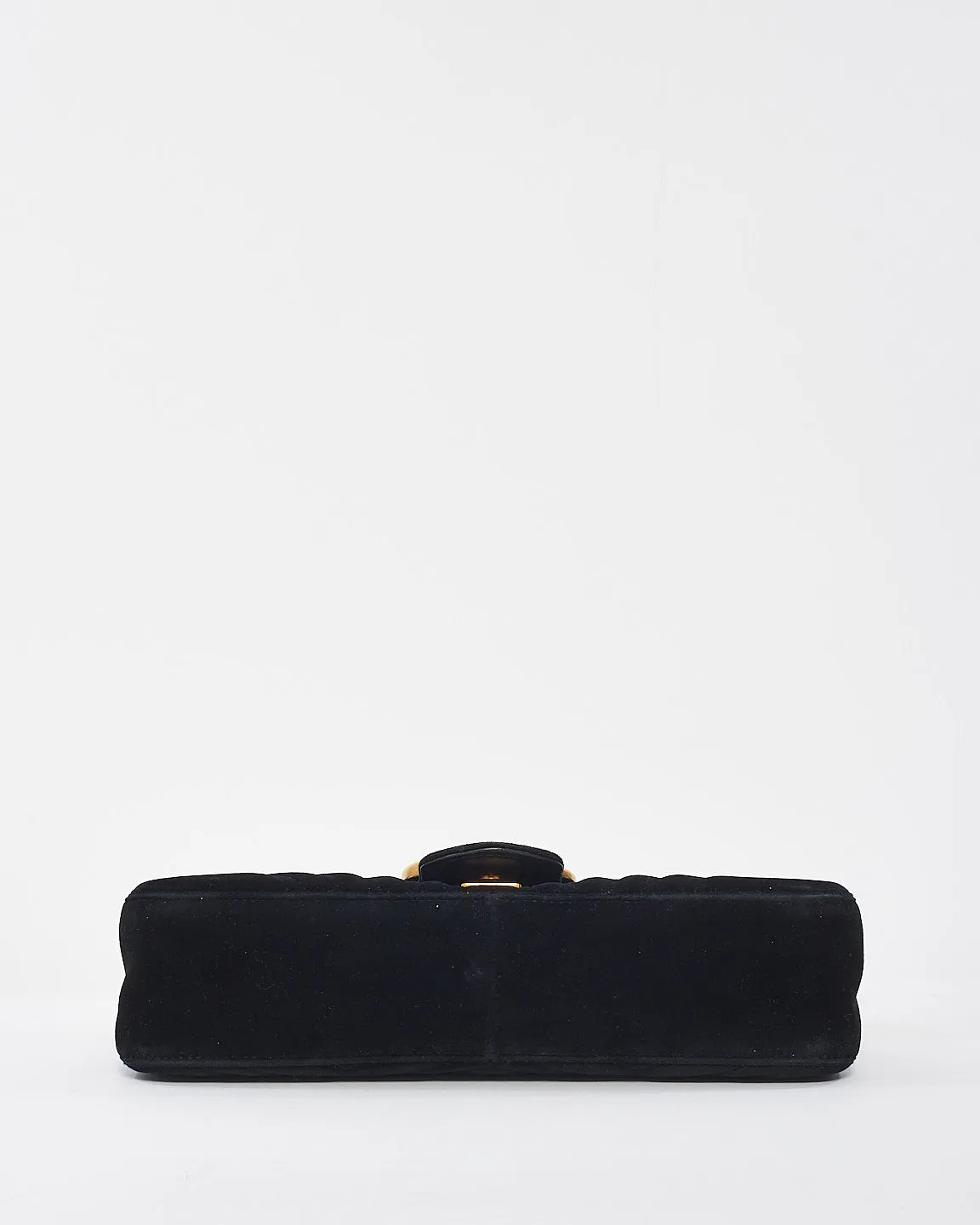 Gucci Black Velvet Matelassée  GG Marmont Medium Shoulder Bag