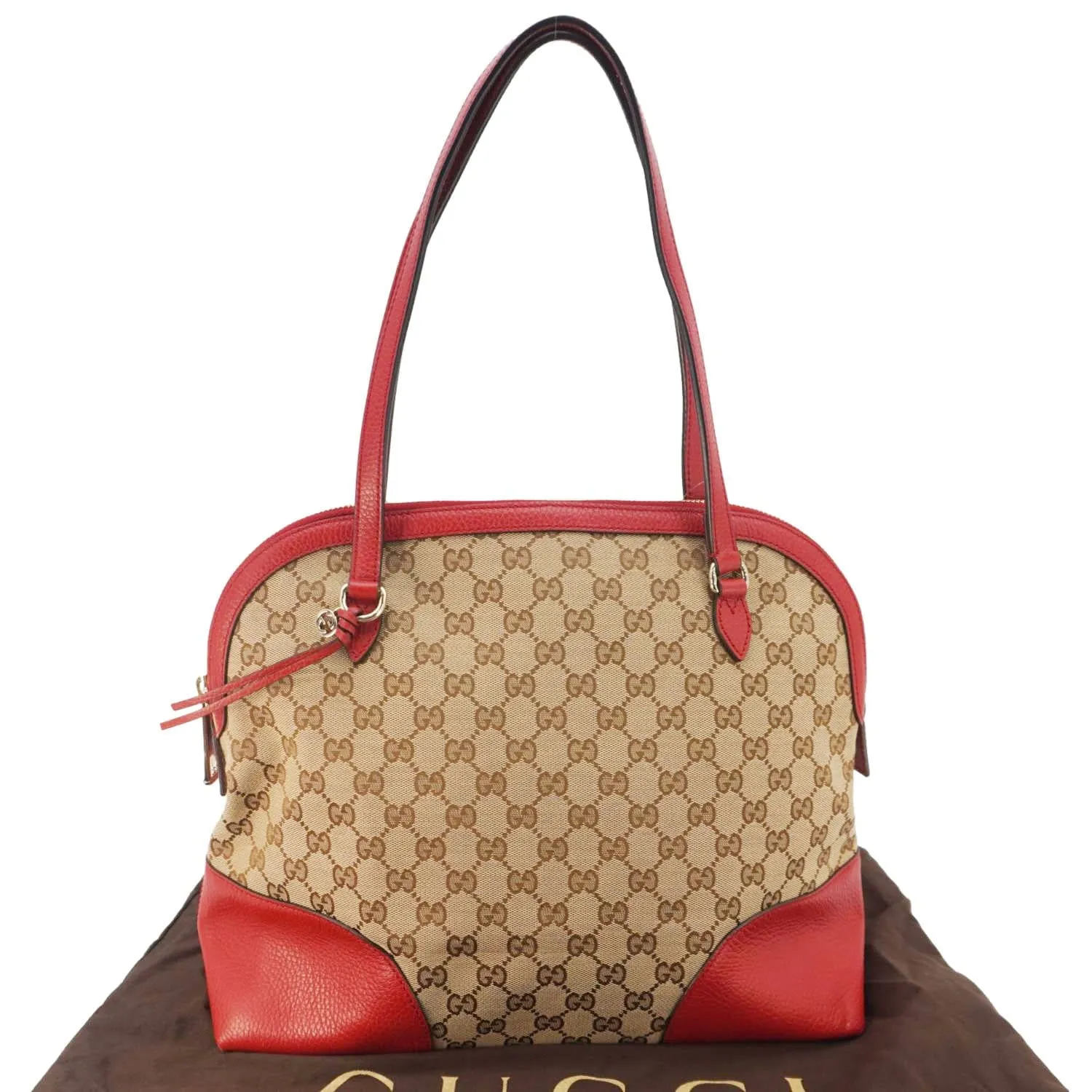 GUCCI Bree GG Canvas Hobo Bag Red 449243