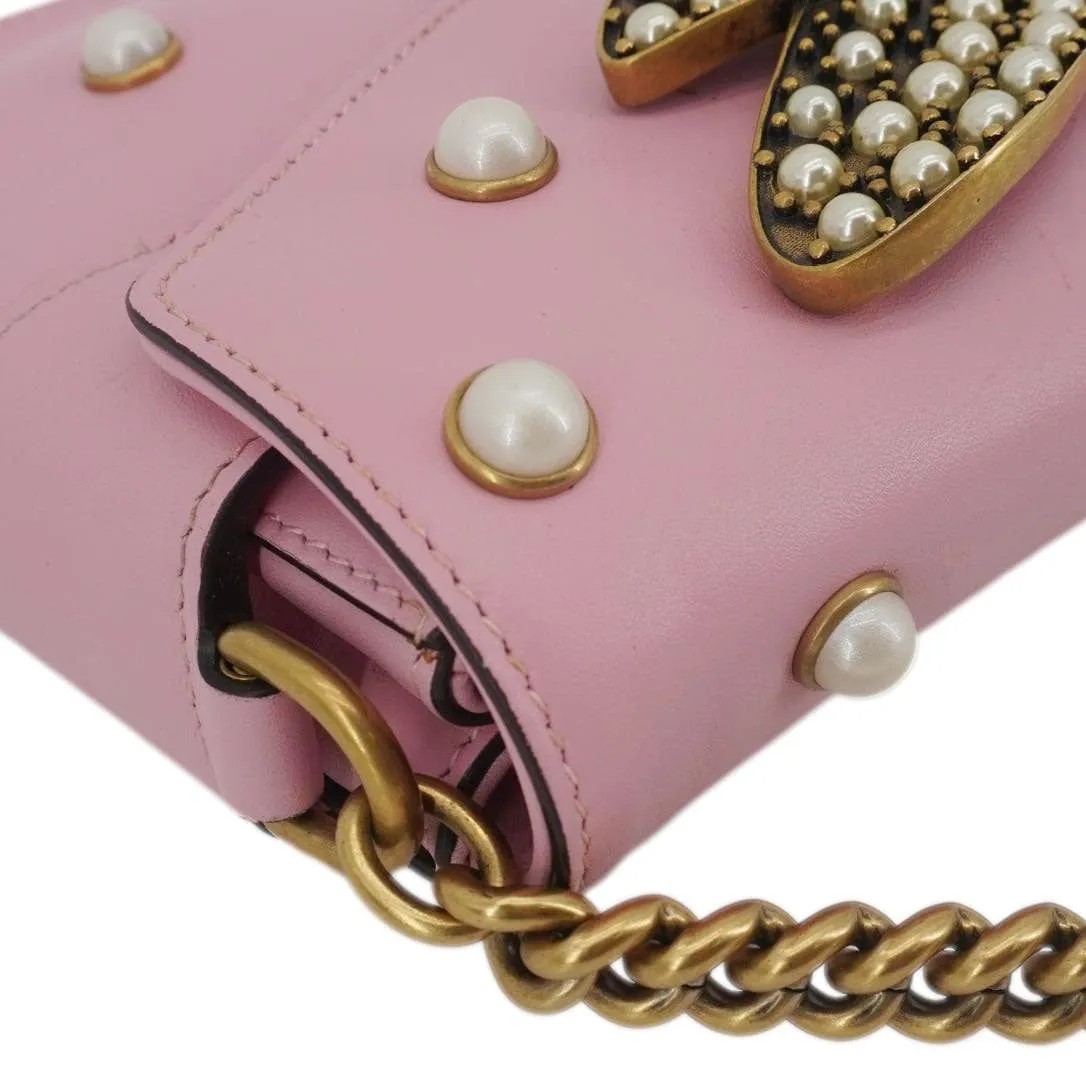 GUCCI Broadway Queen Margaret Pearl Studded Nappa Leather Crossbody Bag Pink