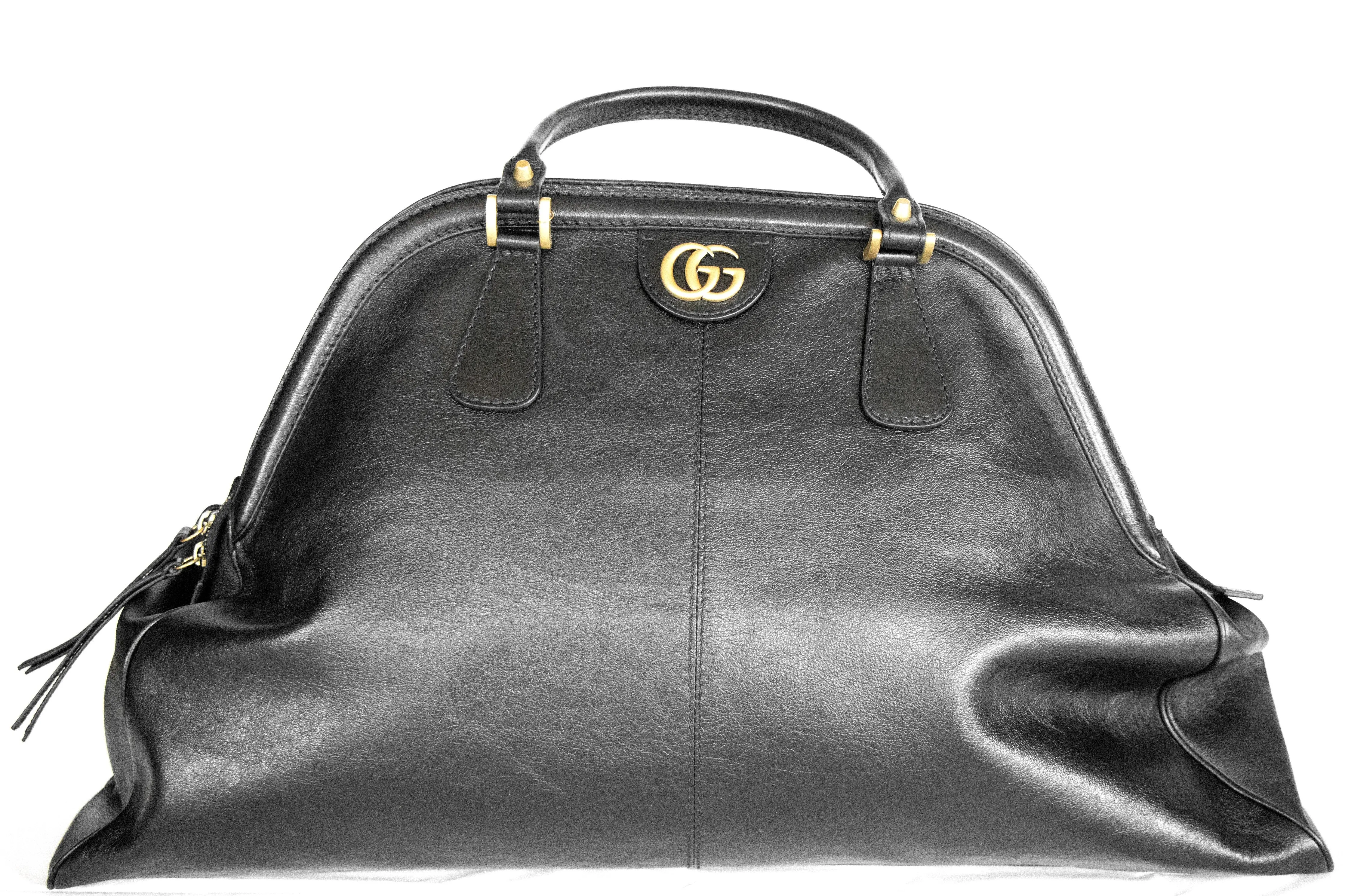 Gucci Calfskin Large Re(Belle) Top Handle Bag Black W/ Strap