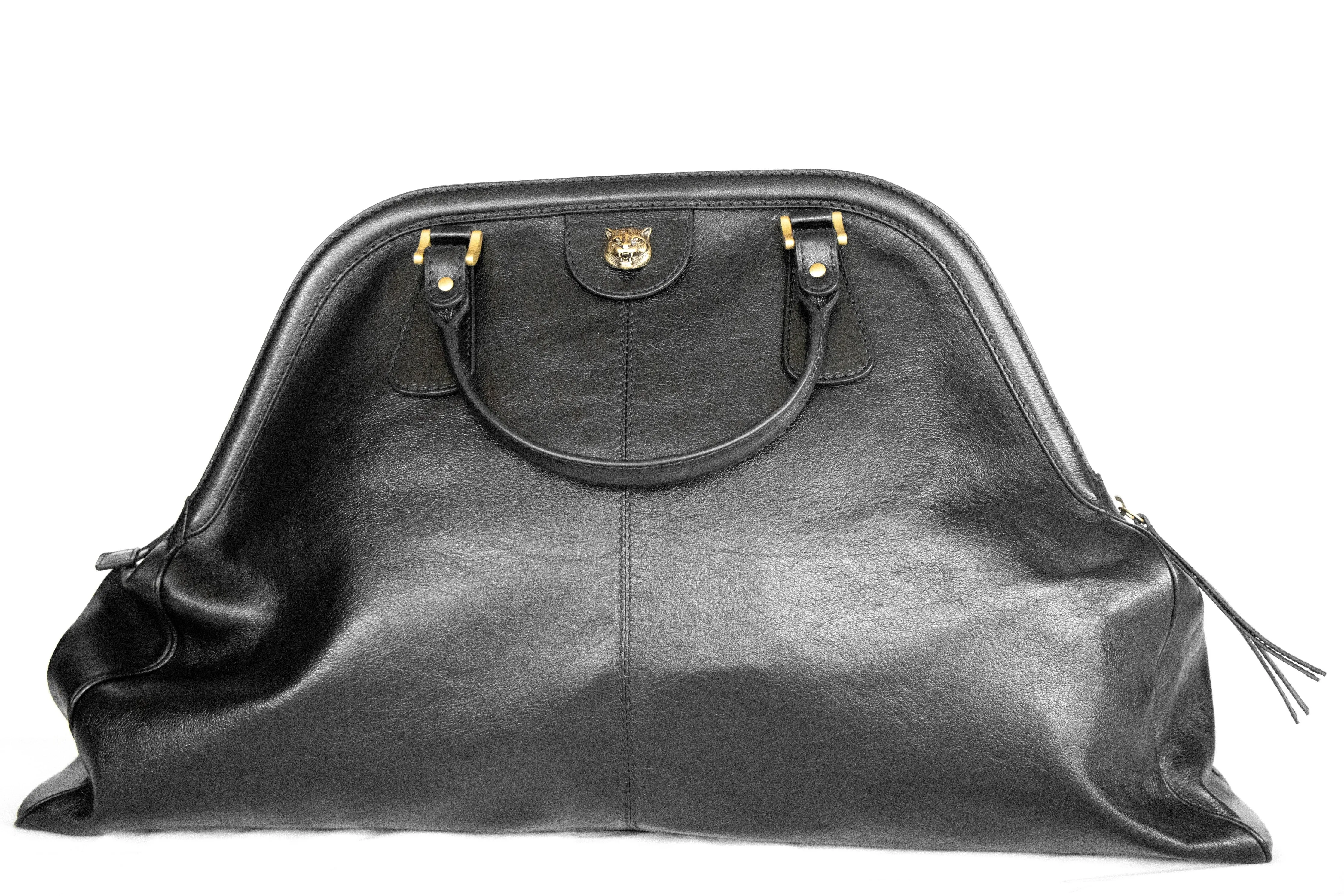 Gucci Calfskin Large Re(Belle) Top Handle Bag Black W/ Strap