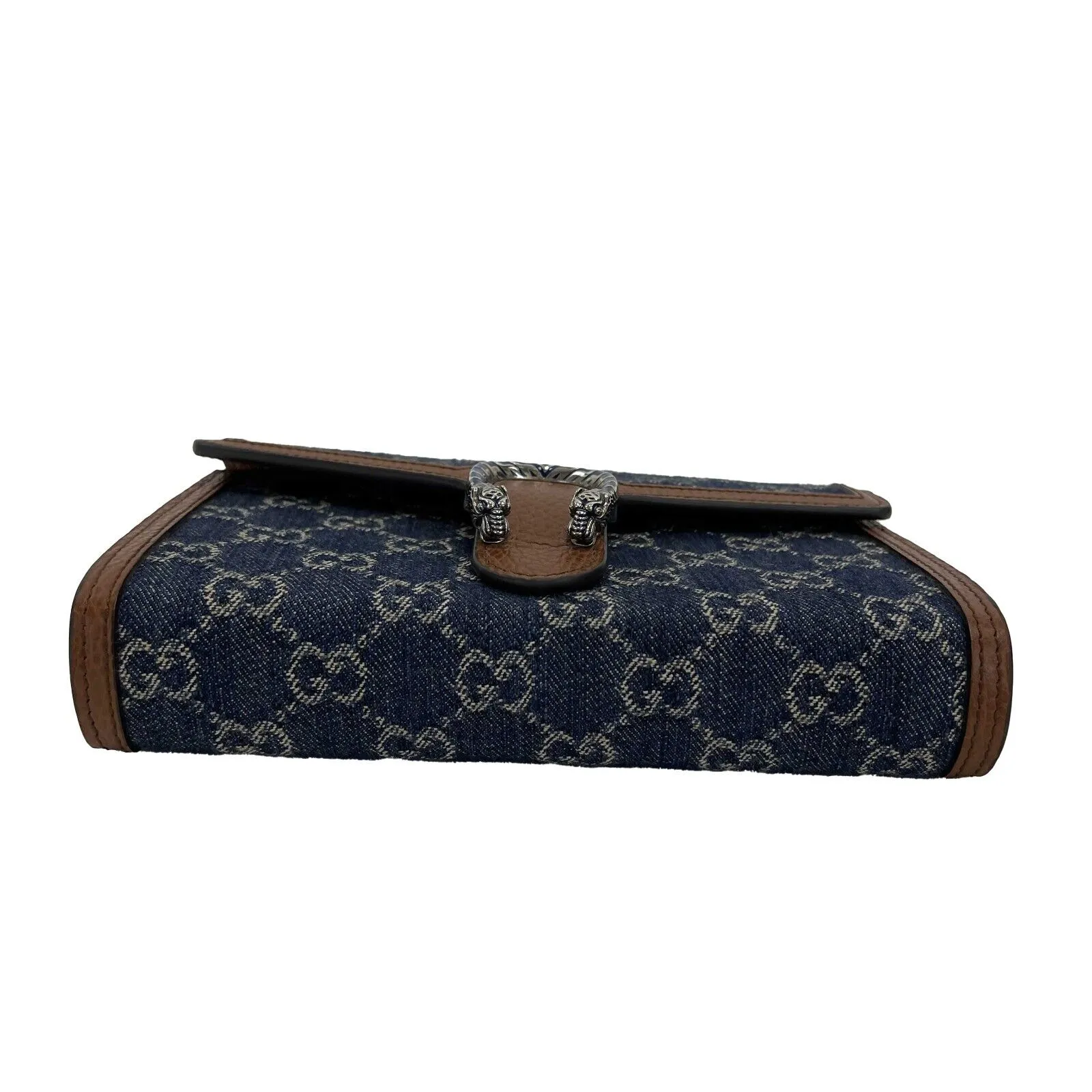 Gucci - Dionysus GG Denim Shoulder Bag Collection - Blue Brown w/ Shoulder Chain