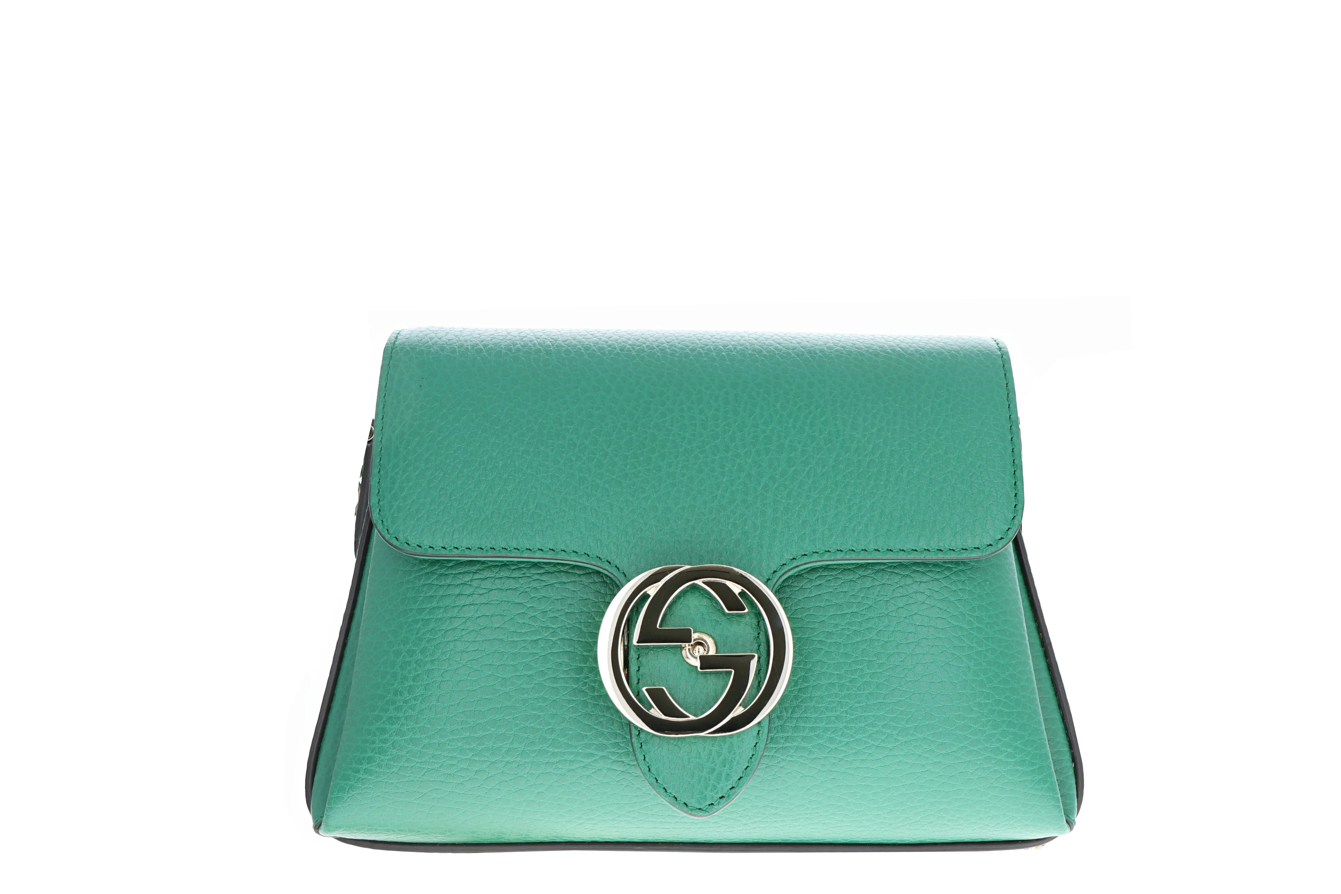 Gucci Dollar Calfskin Interlocking G Small Green Crossbody