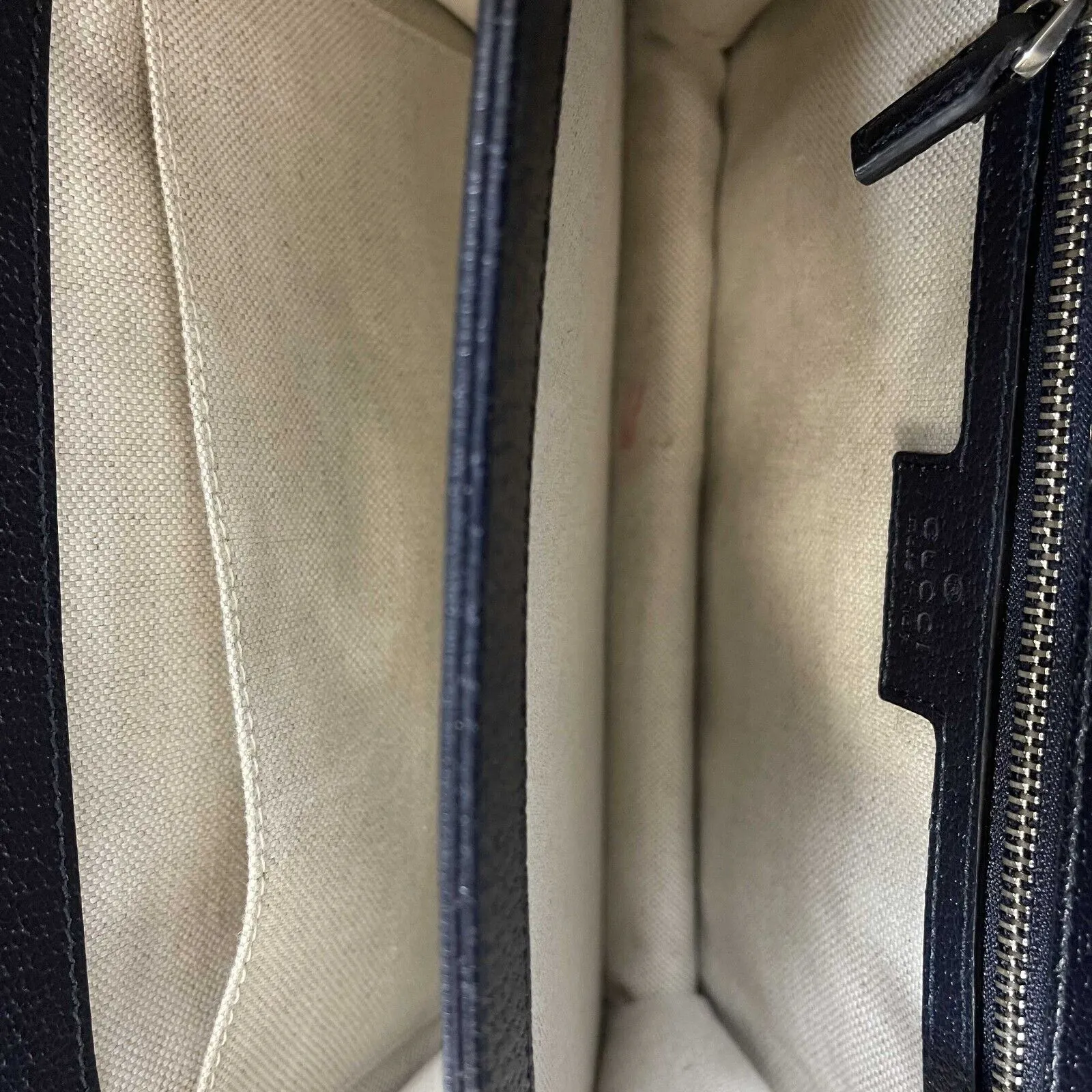 Gucci - Excellent - Ophidia GG Small Top Handle Bag - Beige and Navy Crossbody