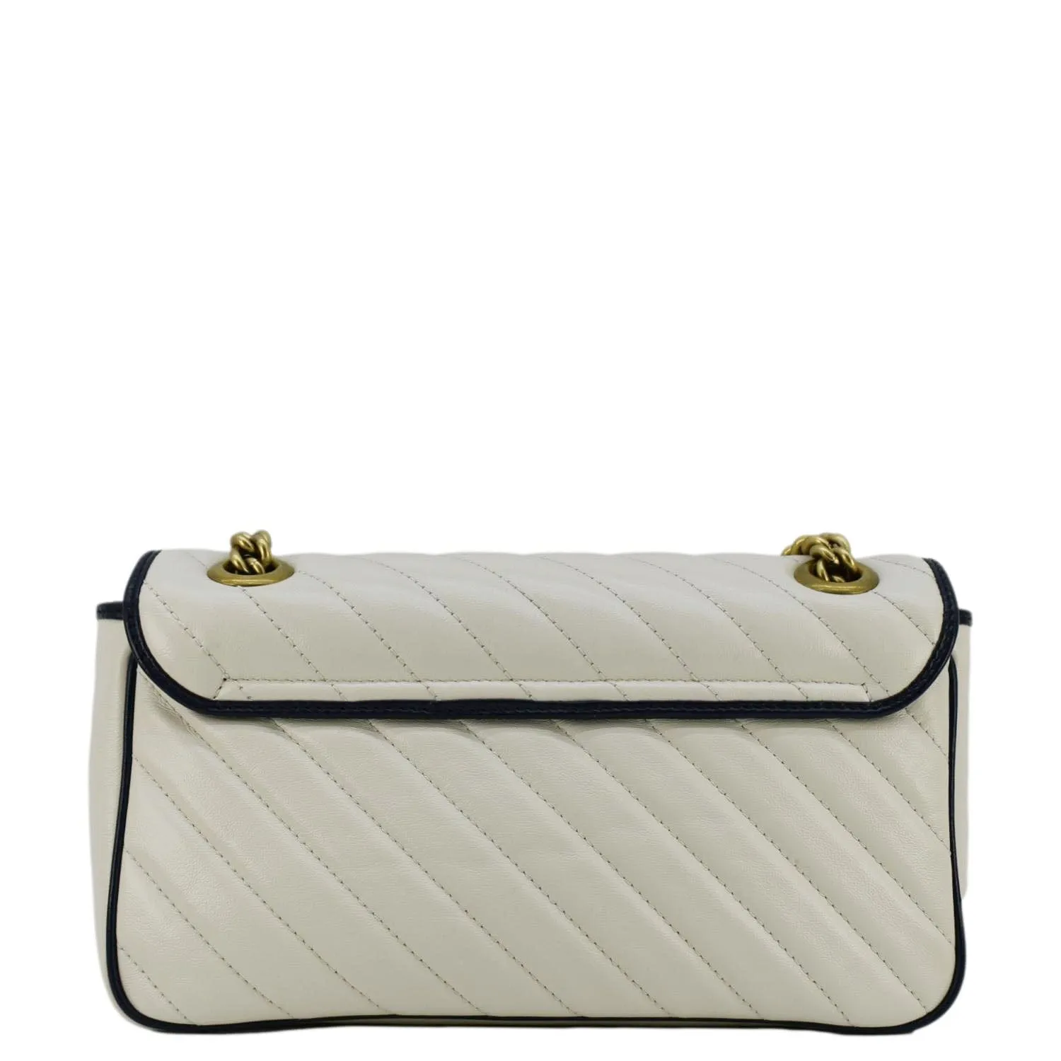 GUCCI GG Marmont Small Diagonal Matelasse Leather Crossbody Bag White 443497