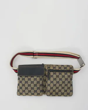 Gucci Navy Canvas GG Pocket Web Belt Bum Bag