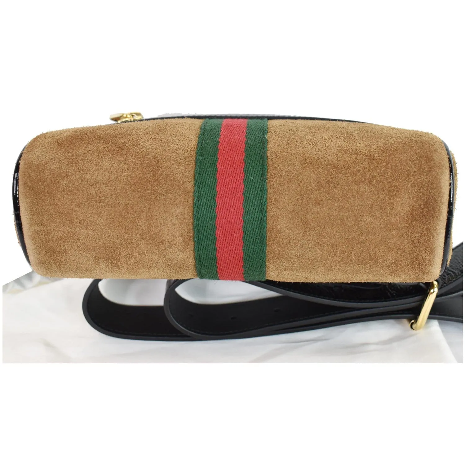 GUCCI Ophidia Small Suede Web Belt Waist Bag Brown 517076