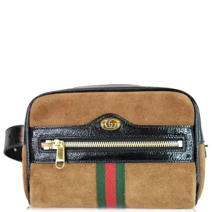 GUCCI Ophidia Small Suede Web Belt Waist Bag Brown 517076