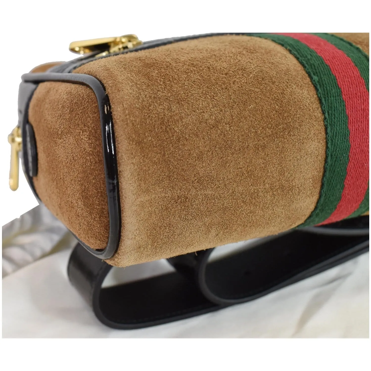 GUCCI Ophidia Small Suede Web Belt Waist Bag Brown 517076