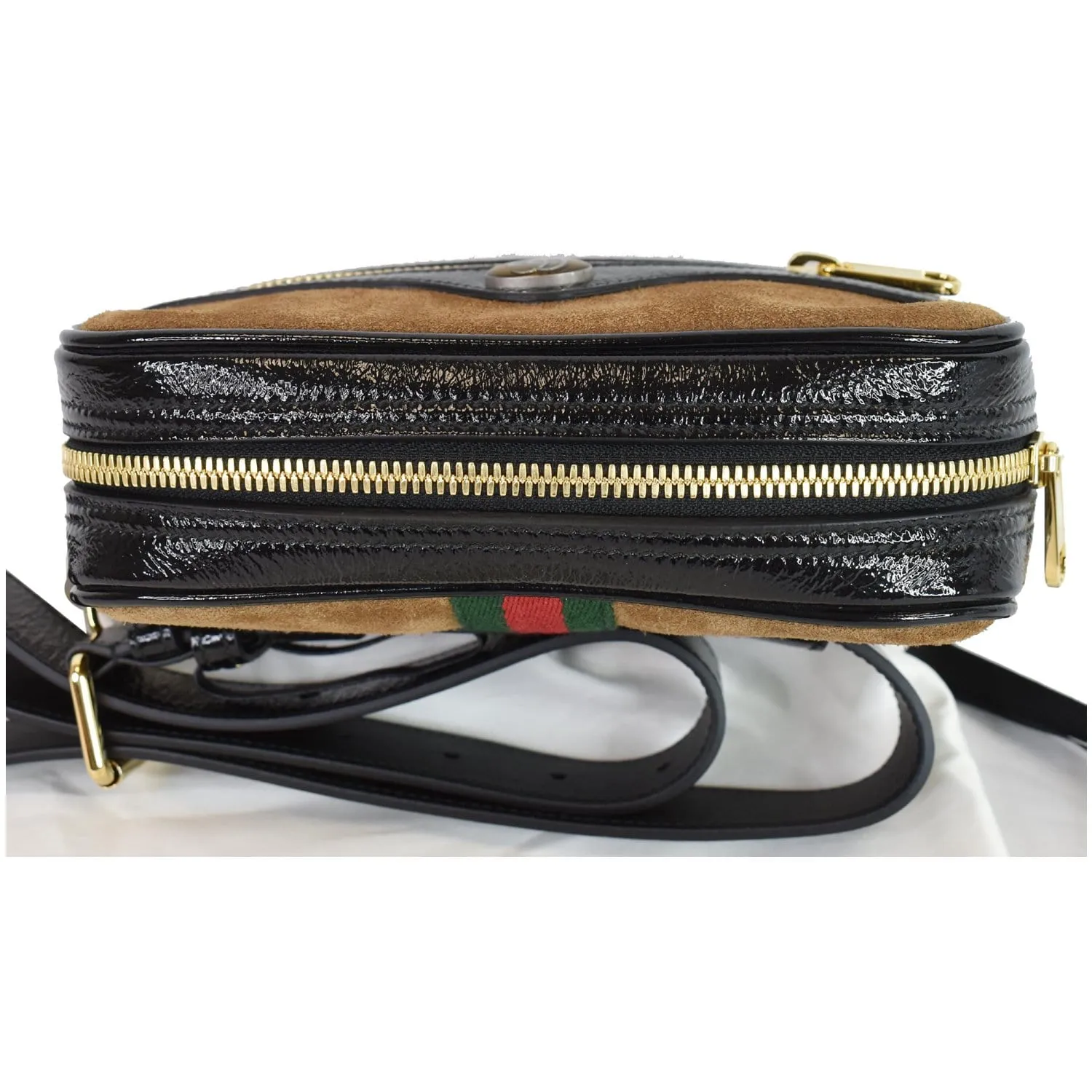 GUCCI Ophidia Small Suede Web Belt Waist Bag Brown 517076