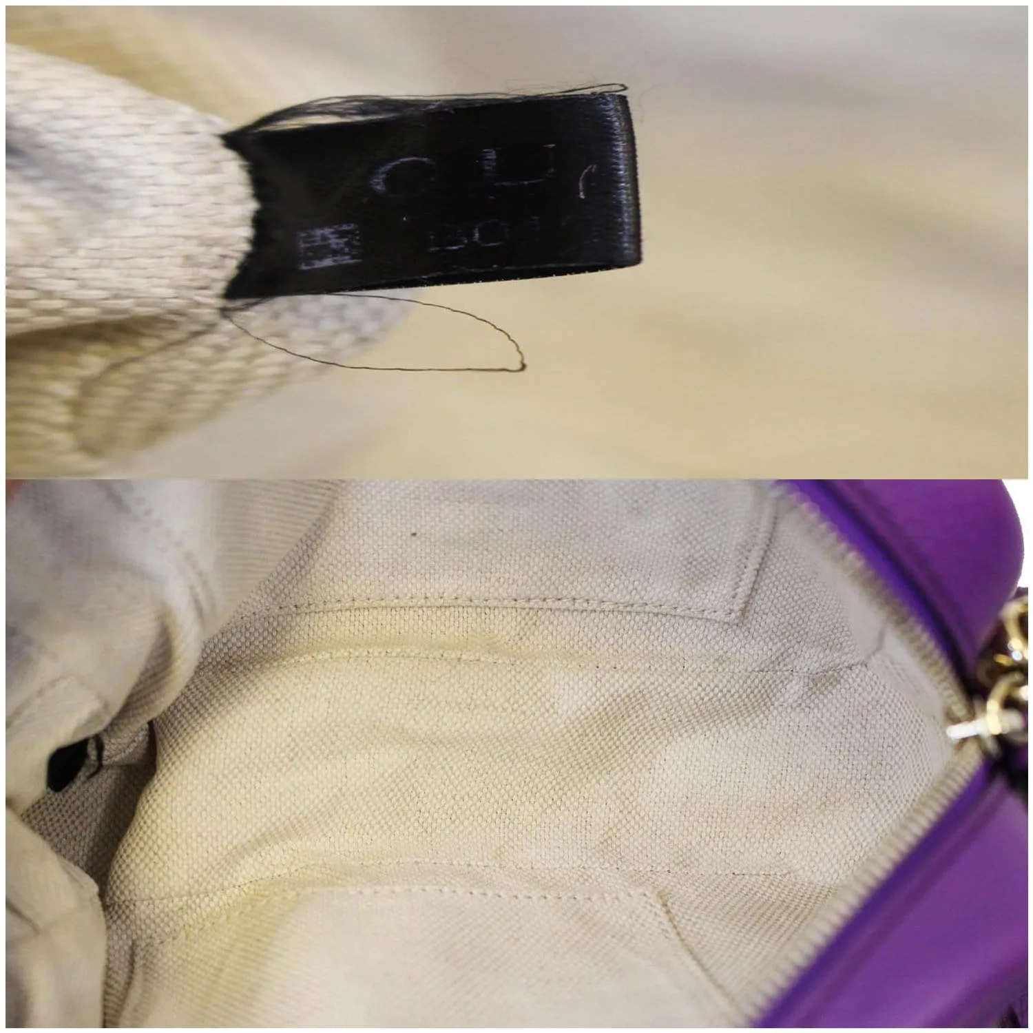 GUCCI Soho Disco Pebbled Leather Small Crossbody Bag 308364 Purple