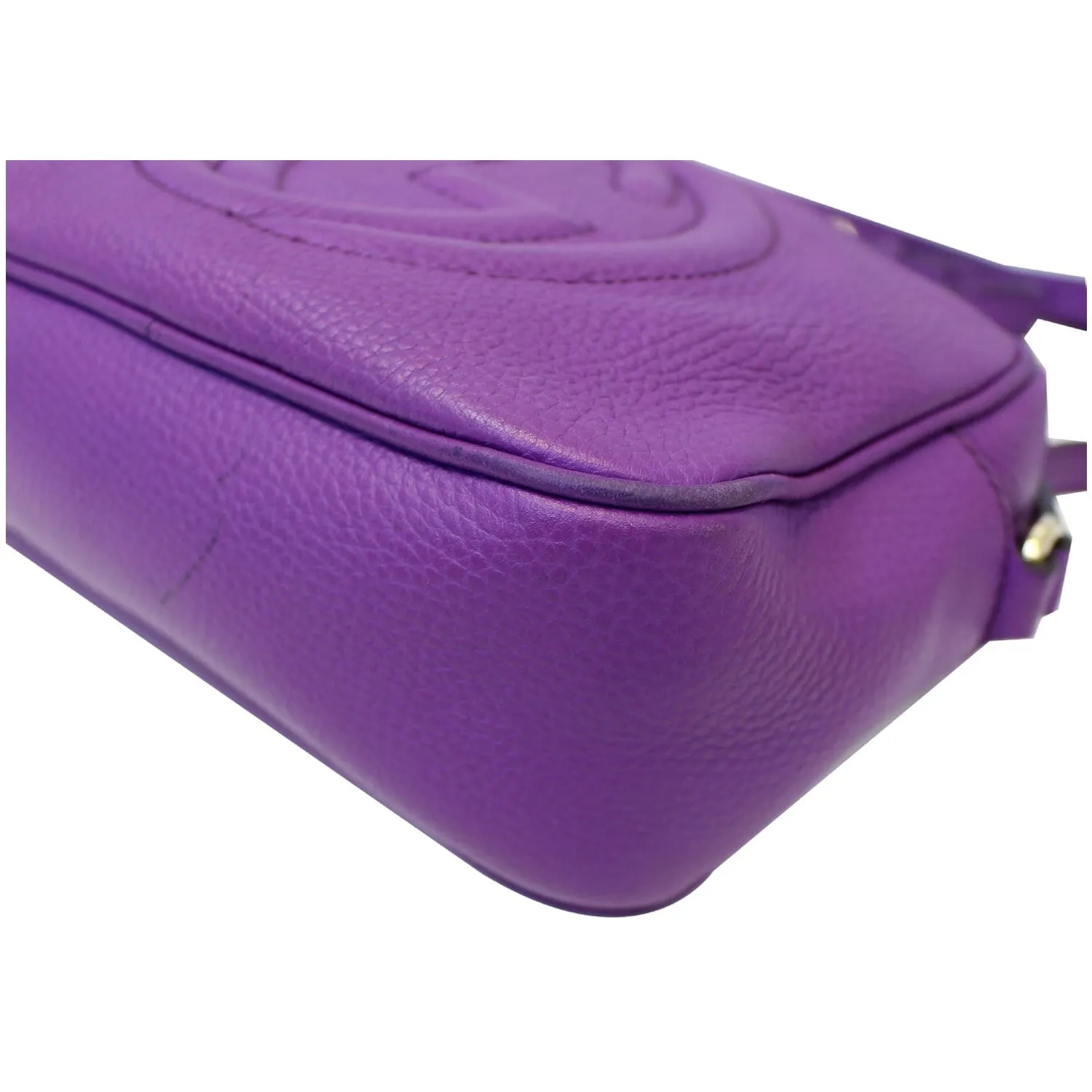 GUCCI Soho Disco Pebbled Leather Small Crossbody Bag 308364 Purple