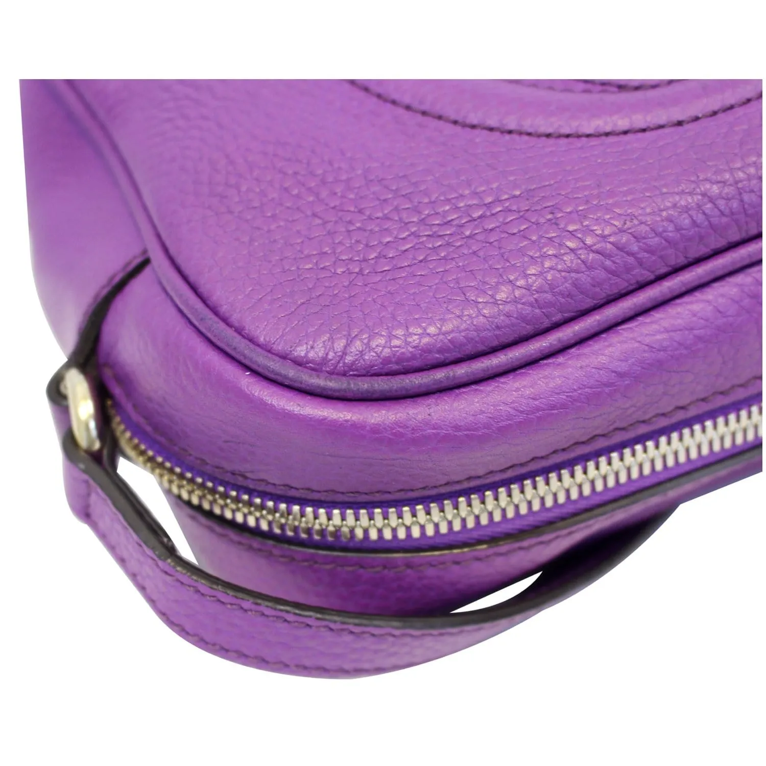 GUCCI Soho Disco Pebbled Leather Small Crossbody Bag 308364 Purple